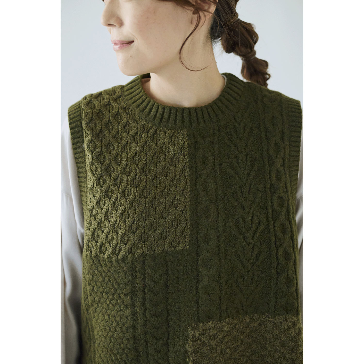 cloudnine ノンノ 4種柄異素材パッチワークニットベスト - 画像16