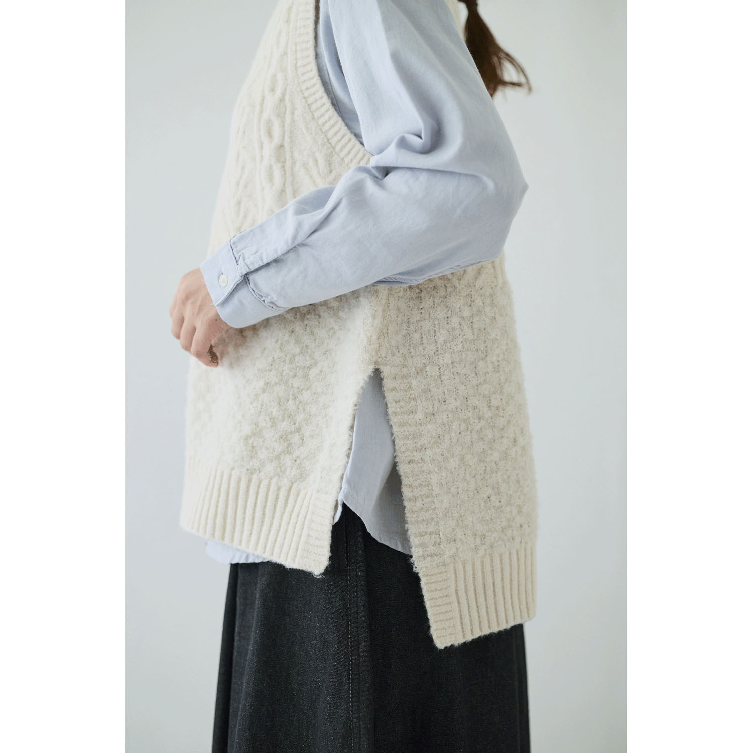 cloudnine ノンノ 4種柄異素材パッチワークニットベスト - 画像5