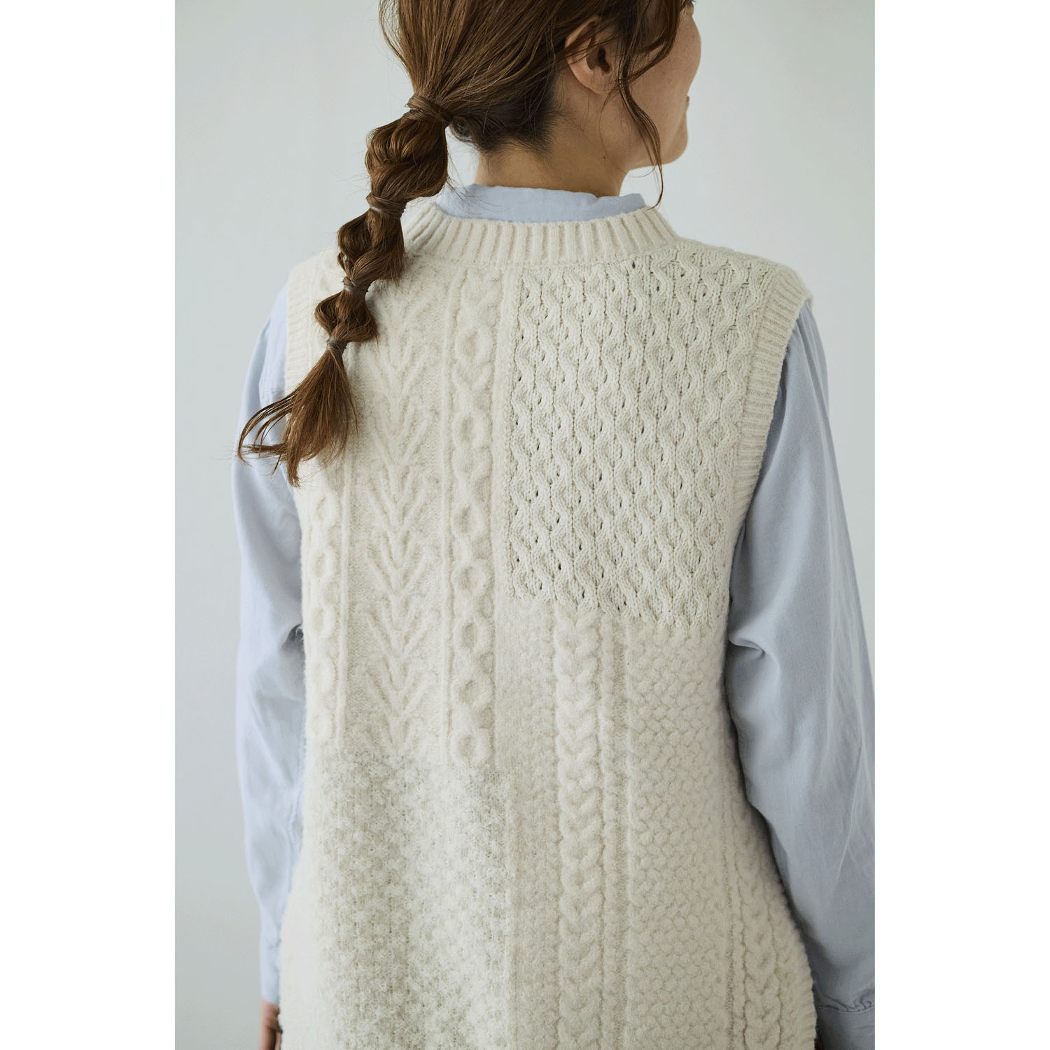 cloudnine ノンノ 4種柄異素材パッチワークニットベスト - 画像6