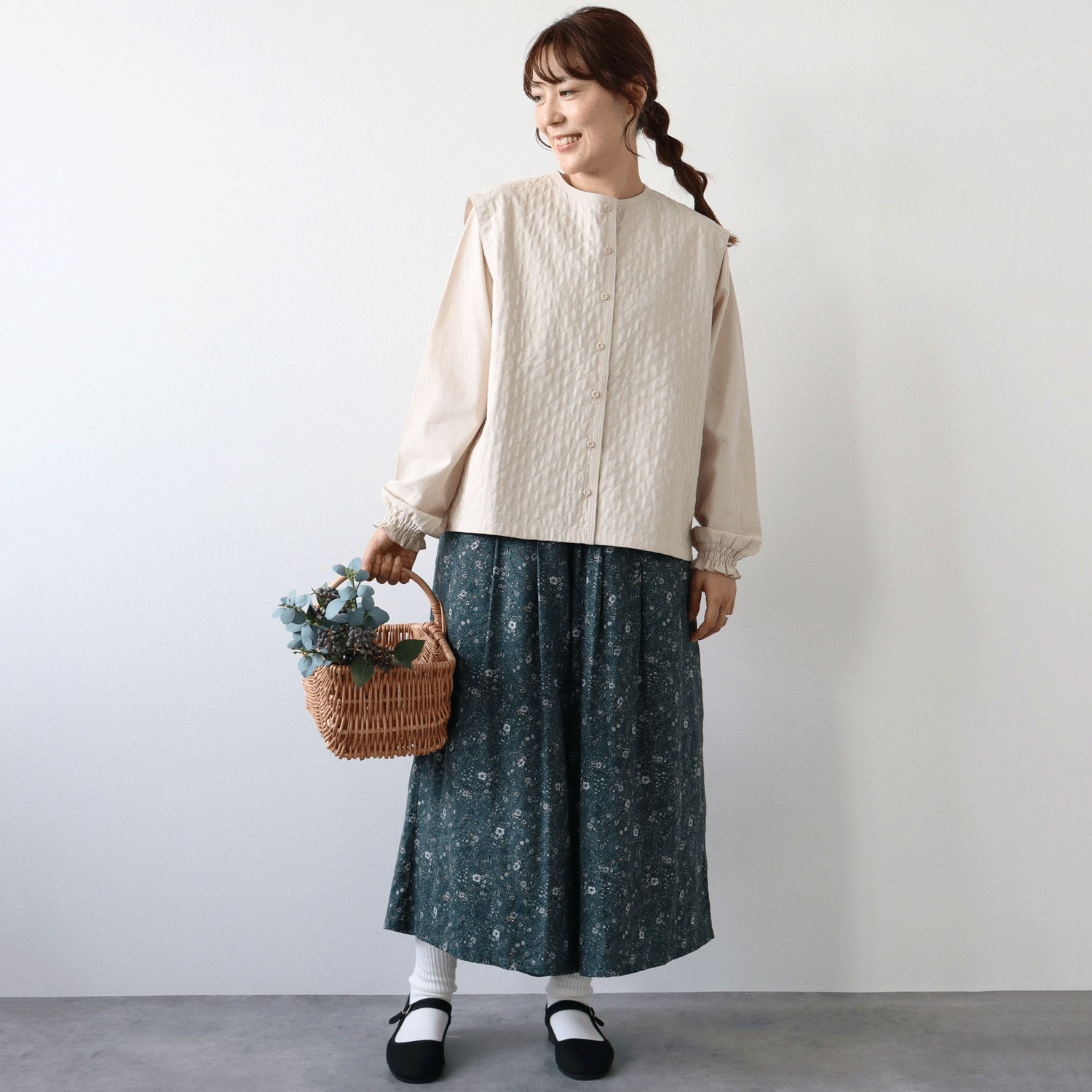 ノンノ コットン布帛キルティングステッチ入りブラウス - 画像8