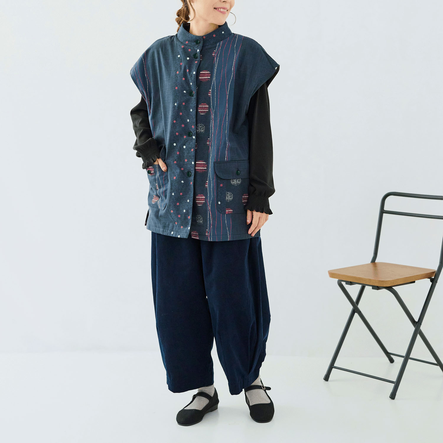 cloudnine ノンノ 裏フリース前開きスモック カイロポケット付き - 画像4