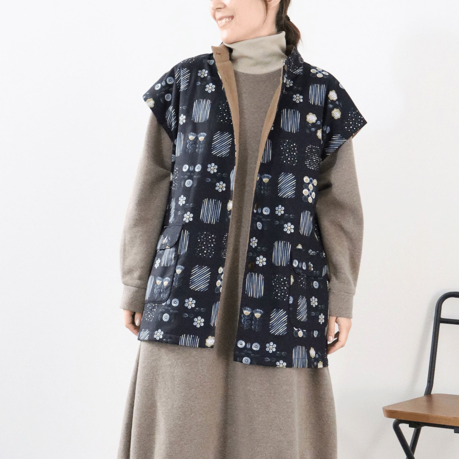 cloudnine ノンノ 裏フリース前開きスモック カイロポケット付き - 画像8