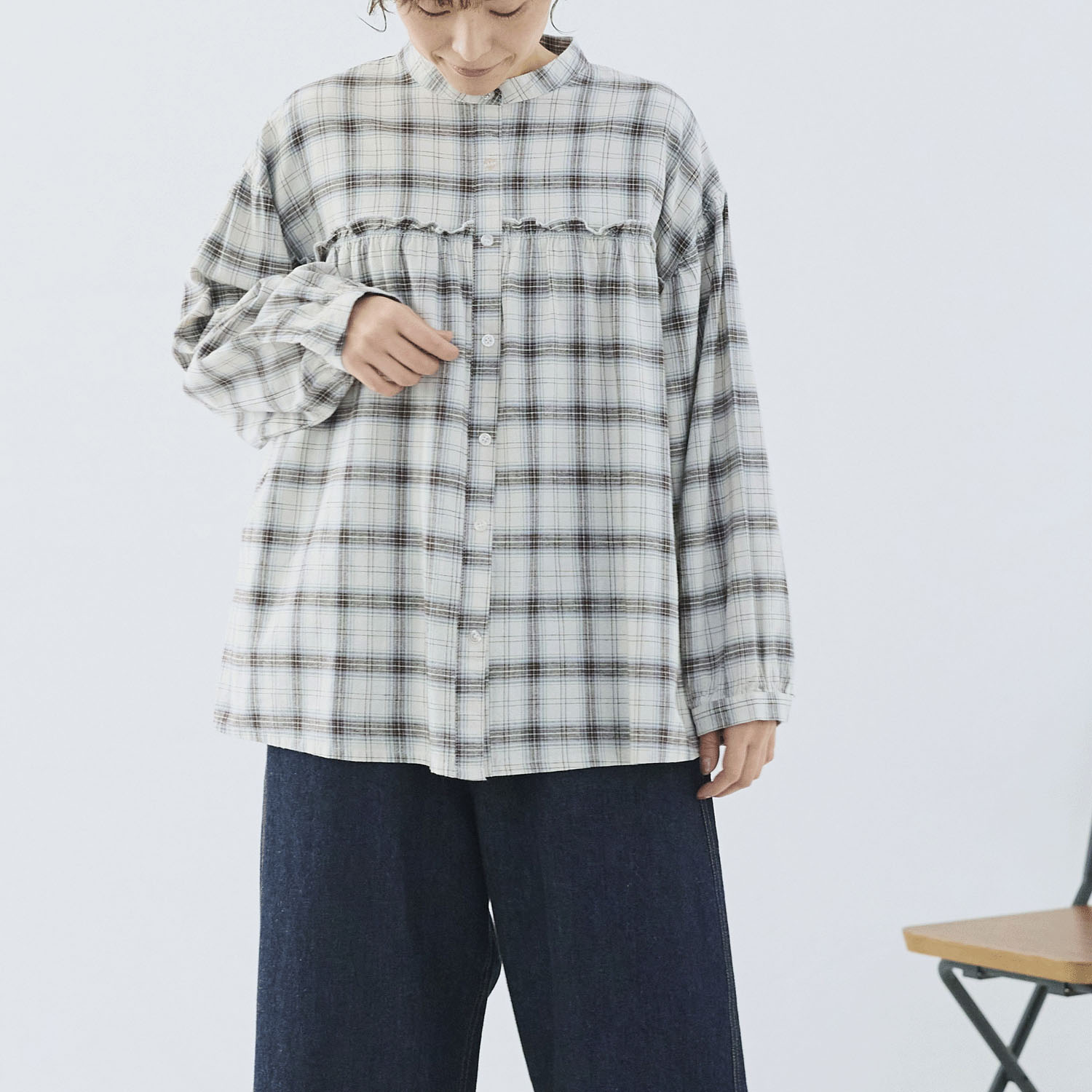 cloudnine ノンノ レーヨンチェックブラウス - 画像2