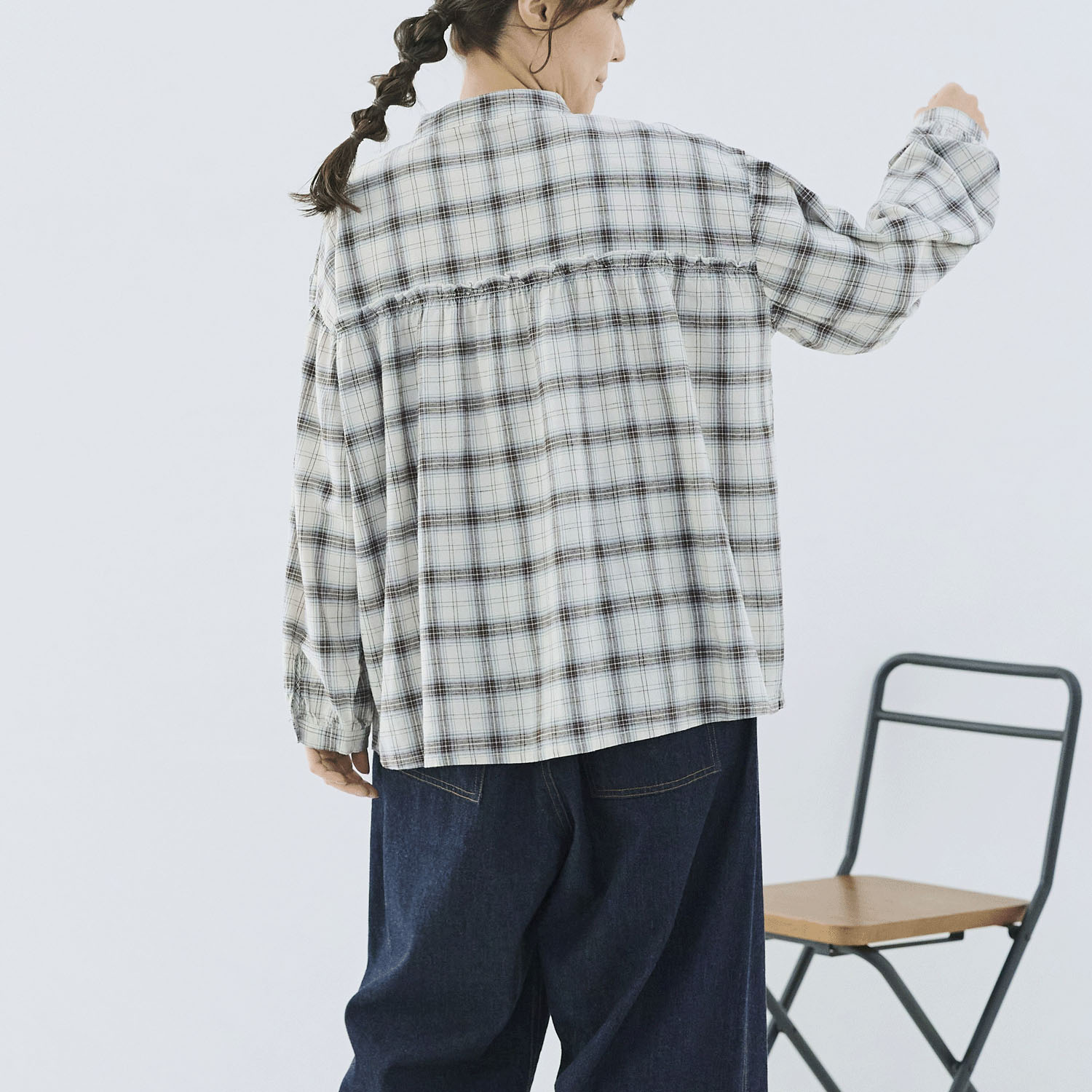 cloudnine ノンノ レーヨンチェックブラウス - 画像4