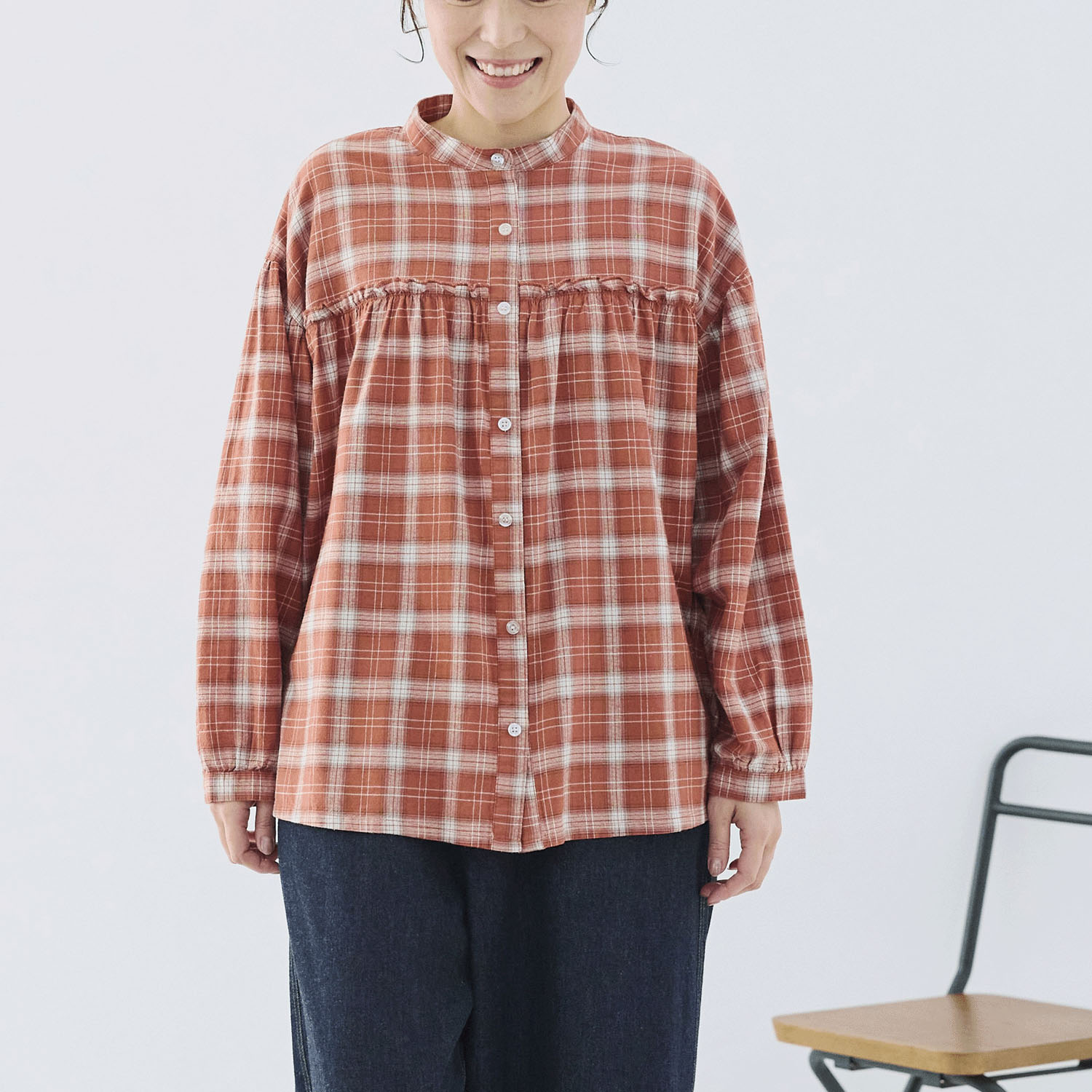 cloudnine ノンノ レーヨンチェックブラウス - 画像1