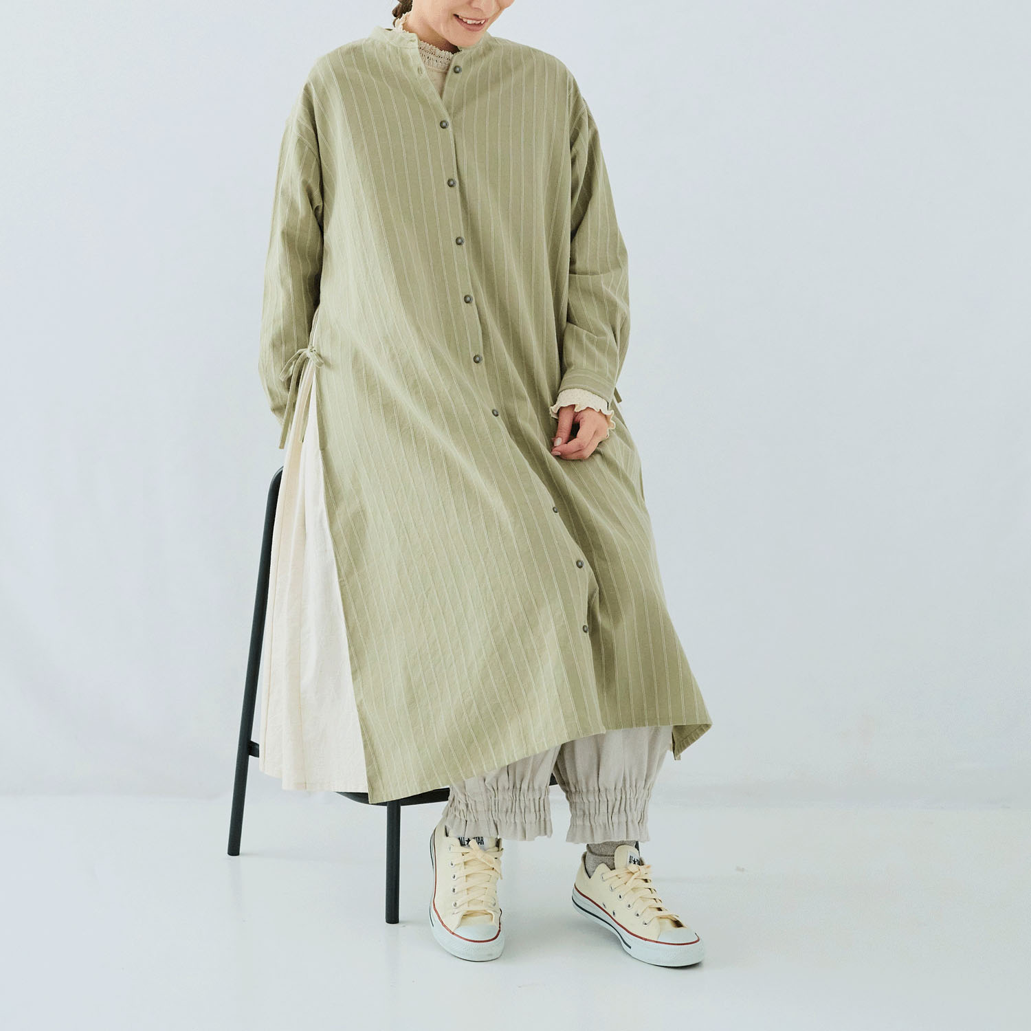 cloudnine ノンノ 先染め綿麻レイヤードシャツワンピース - 画像11