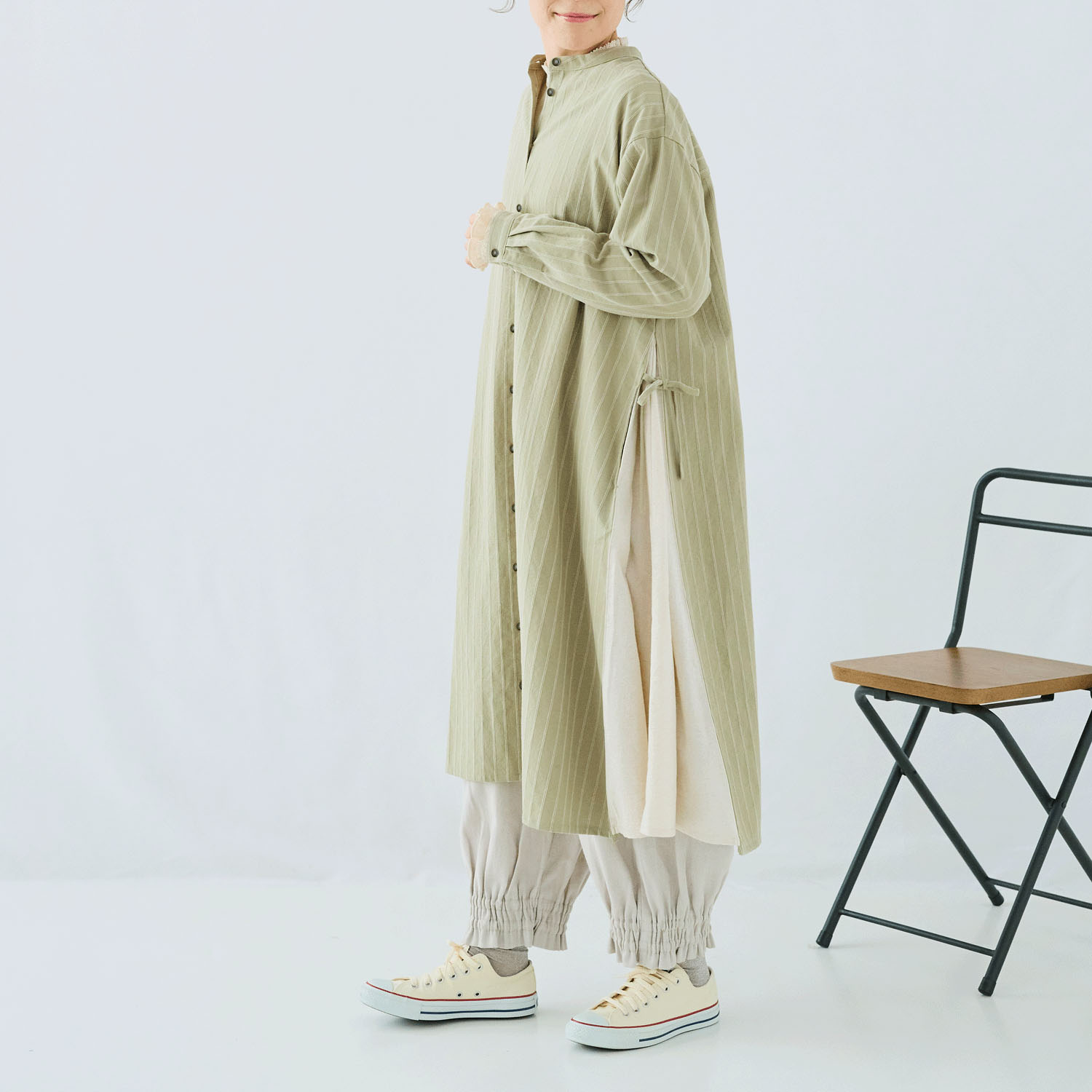 cloudnine ノンノ 先染め綿麻レイヤードシャツワンピース - 画像12