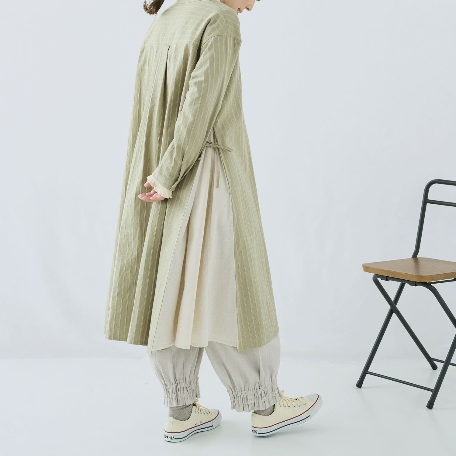 cloudnine ノンノ 先染め綿麻レイヤードシャツワンピース - 画像14