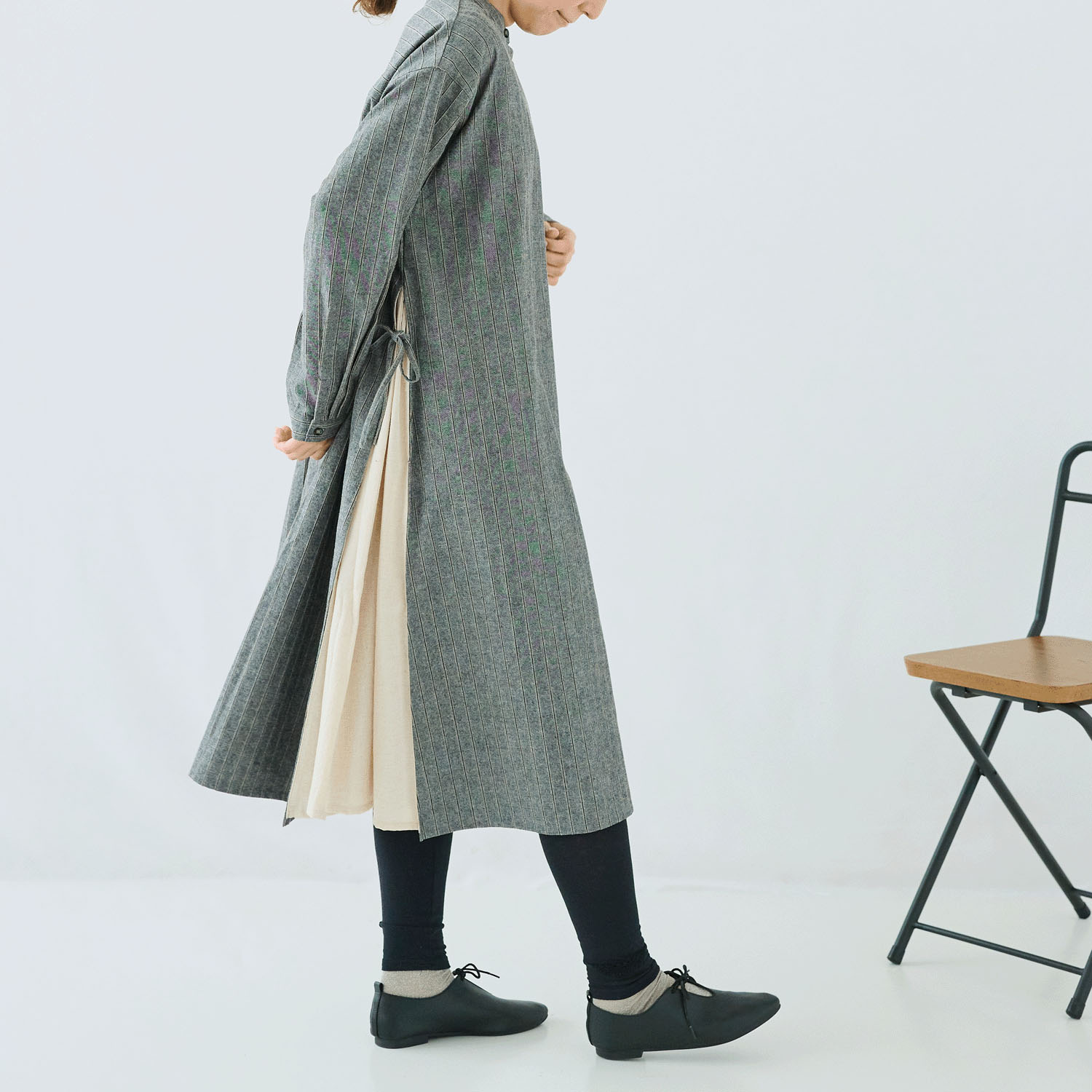 cloudnine ノンノ 先染め綿麻レイヤードシャツワンピース - 画像17