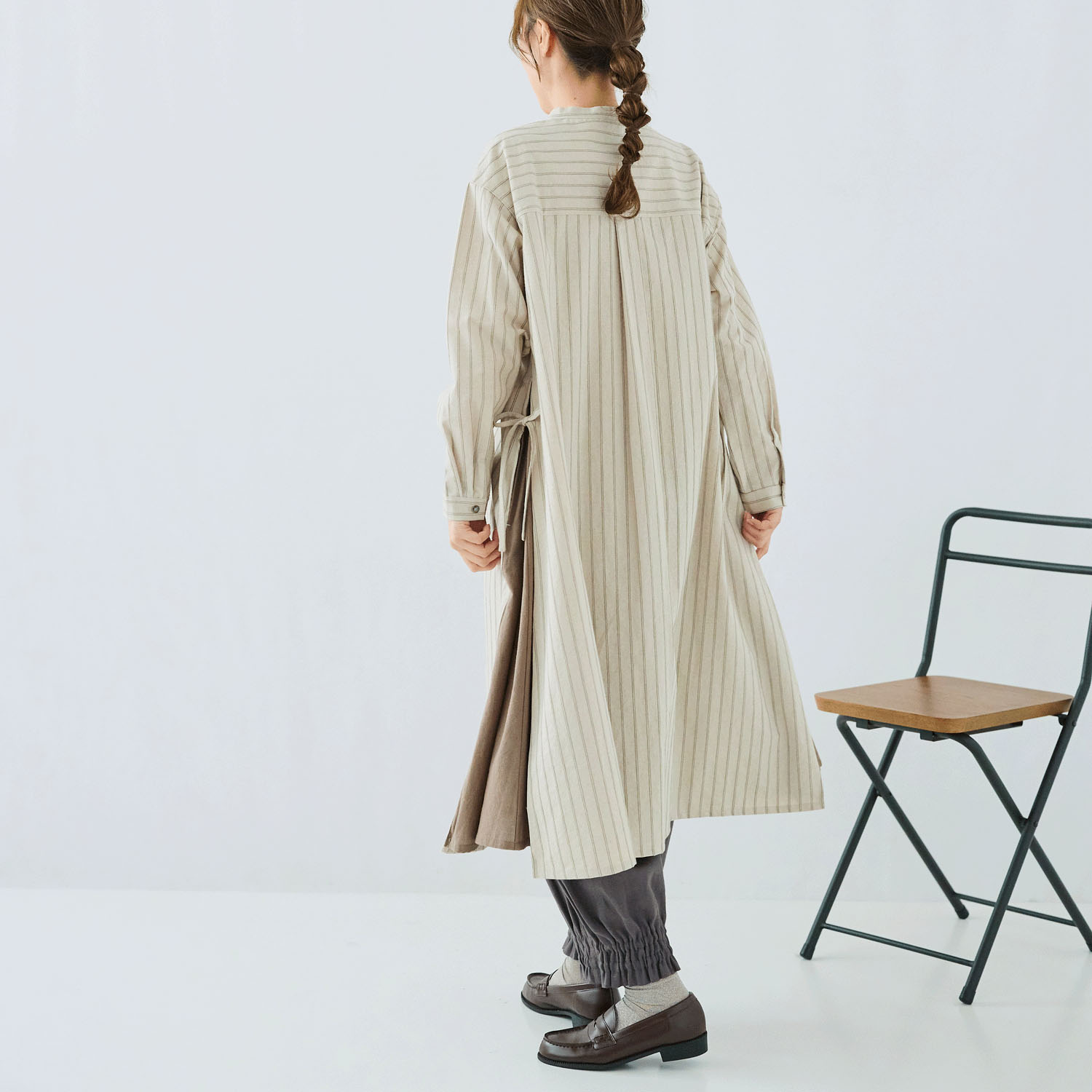 cloudnine ノンノ 先染め綿麻レイヤードシャツワンピース - 画像4