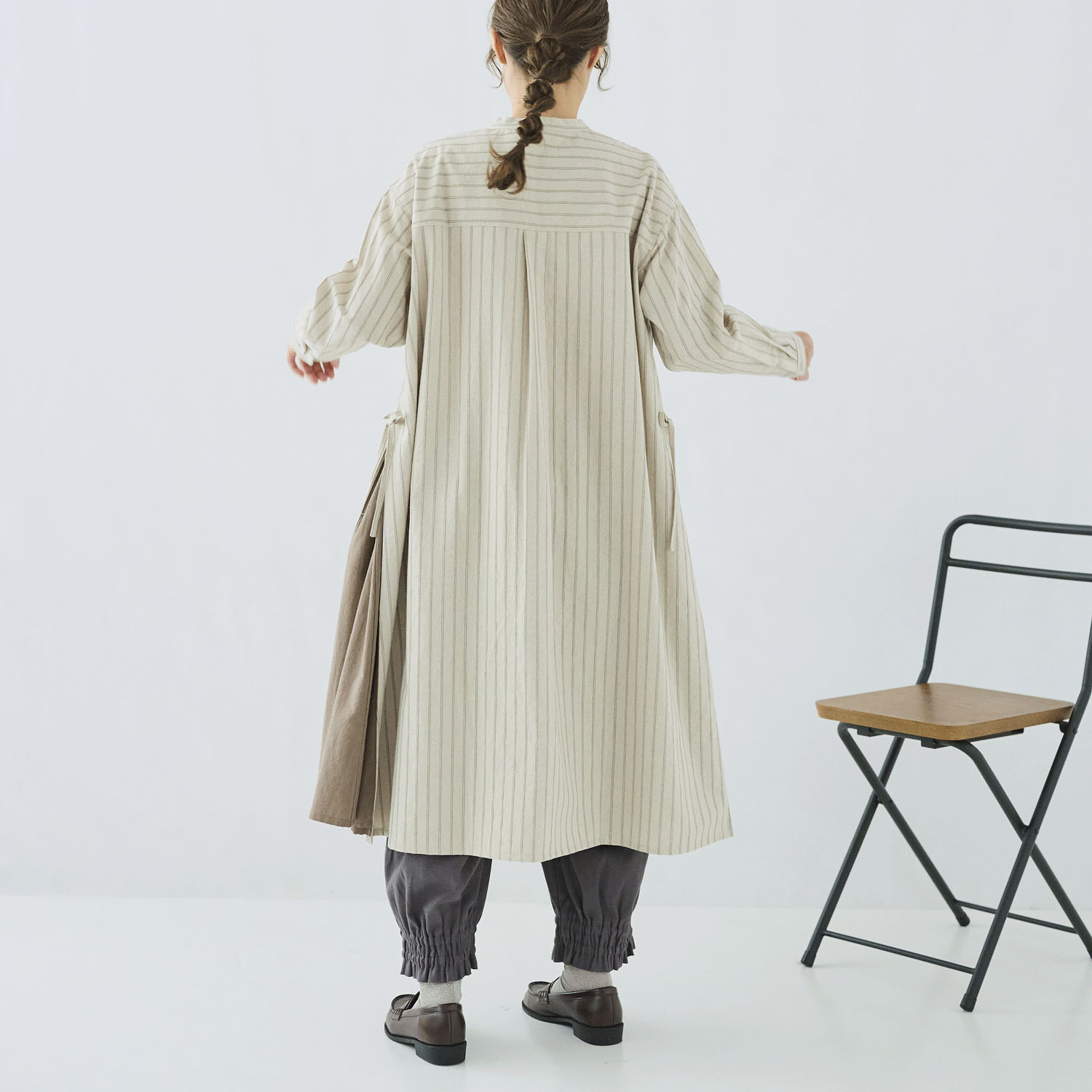 cloudnine ノンノ 先染め綿麻レイヤードシャツワンピース - 画像5