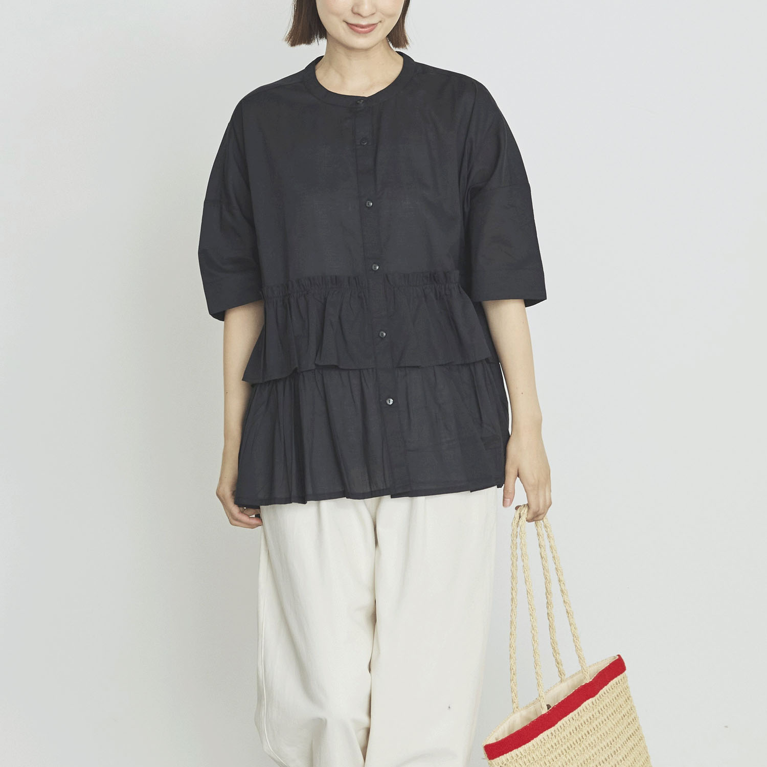 オーブ m．n 2段フリル切替ブラウス - 画像1