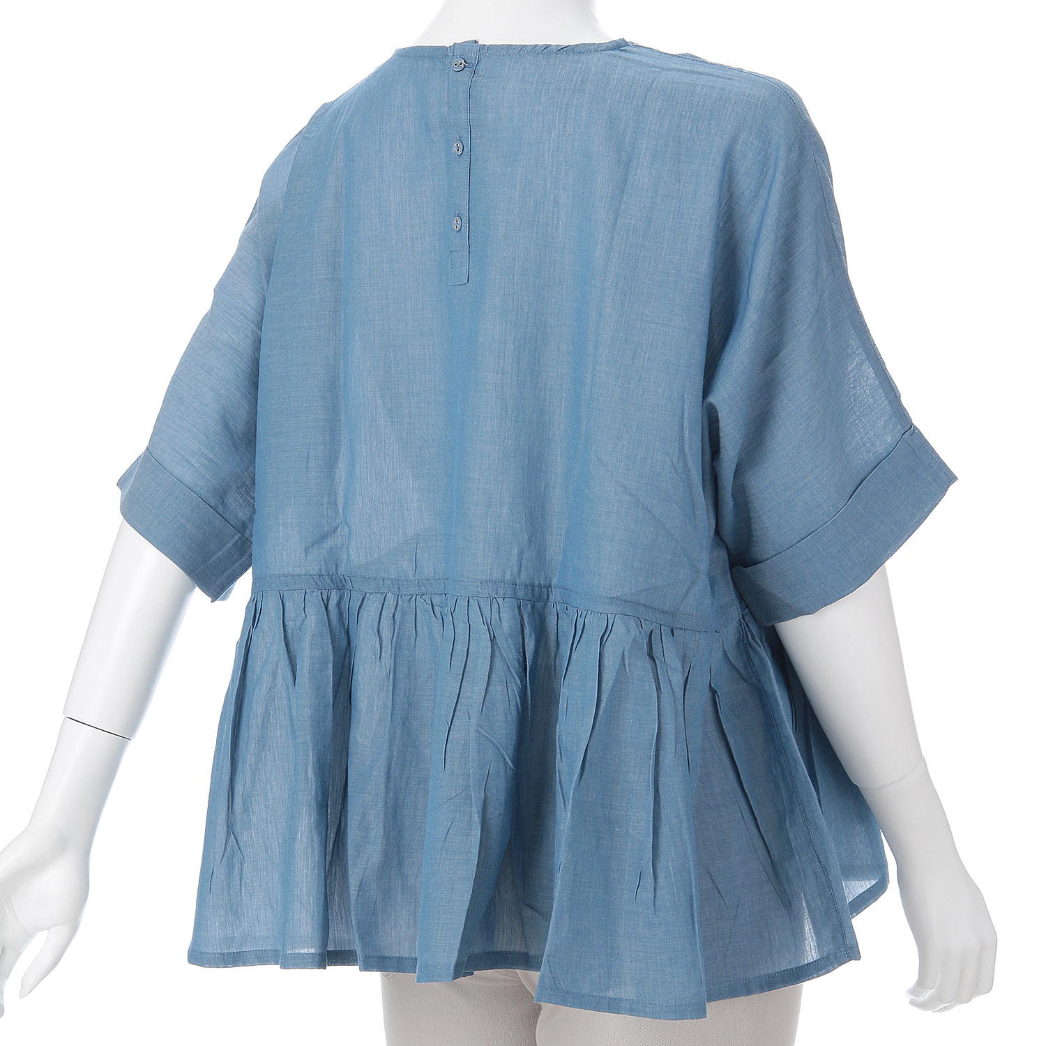 オーブ m．n シャンブレーウエストギャザードルマンブラウス - 画像2