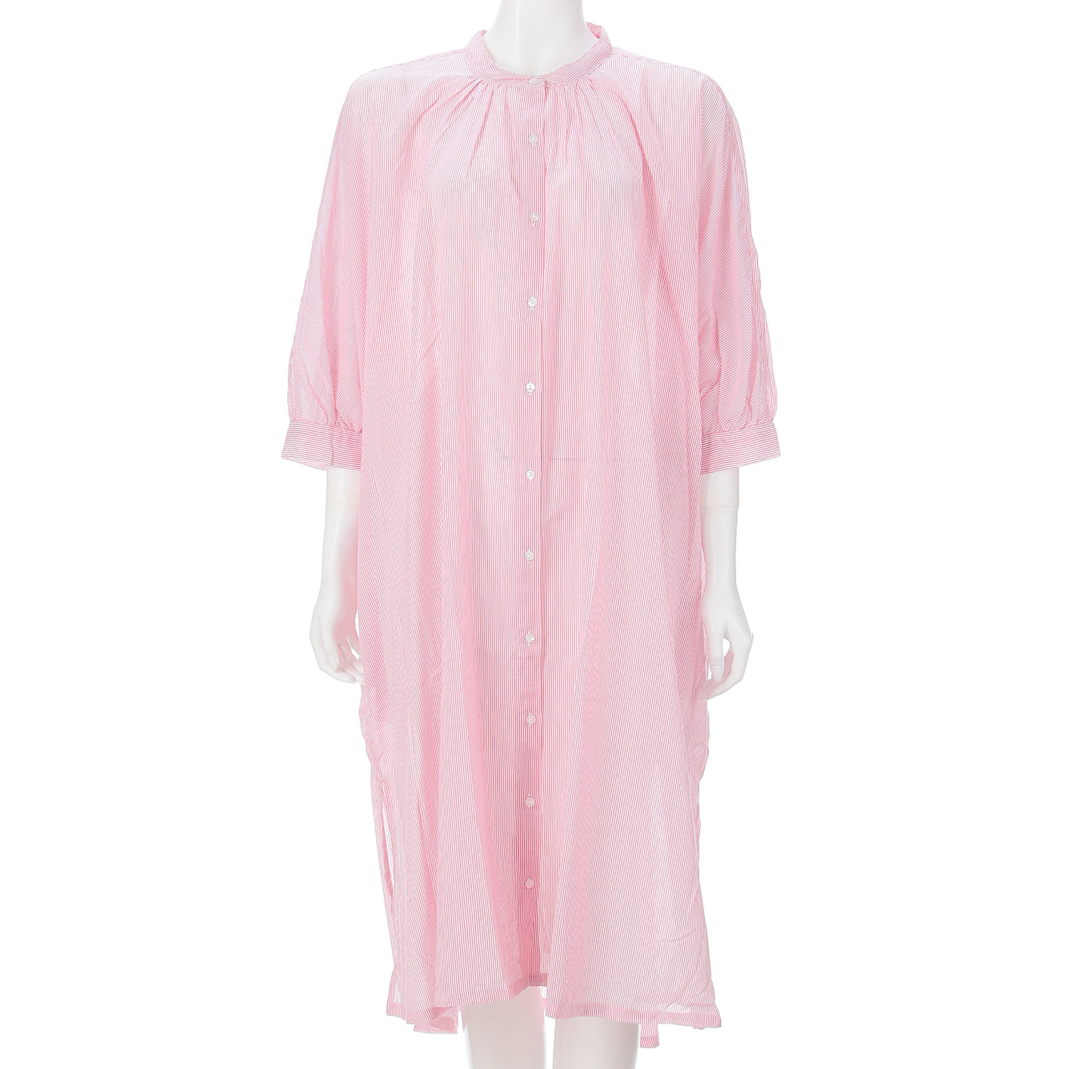 オーブ m．n 先染めストライプボイルワイドワンピース - 画像3