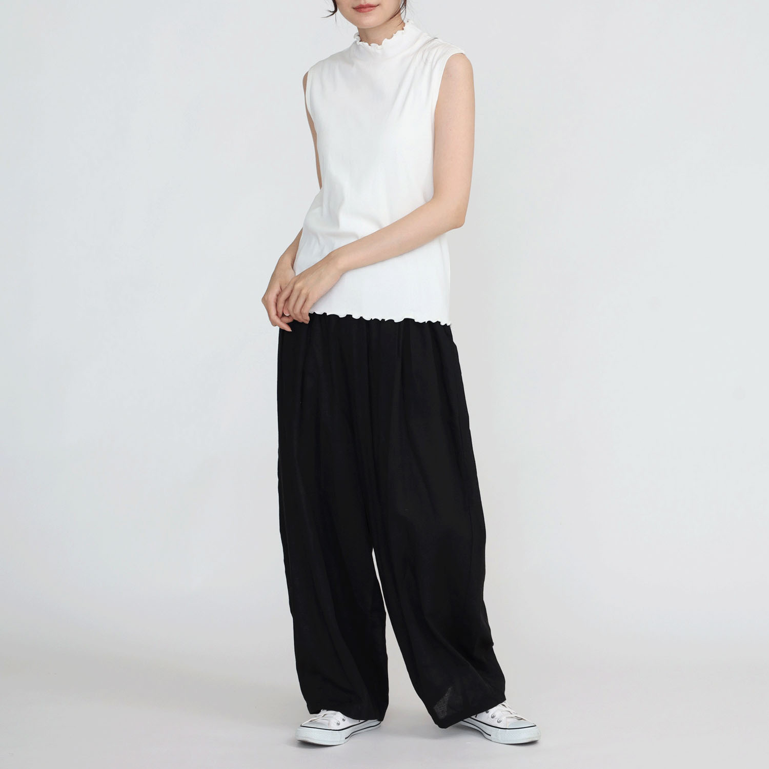 オーブ m．n リブハイネックメローノースリーブカットソー - 画像4