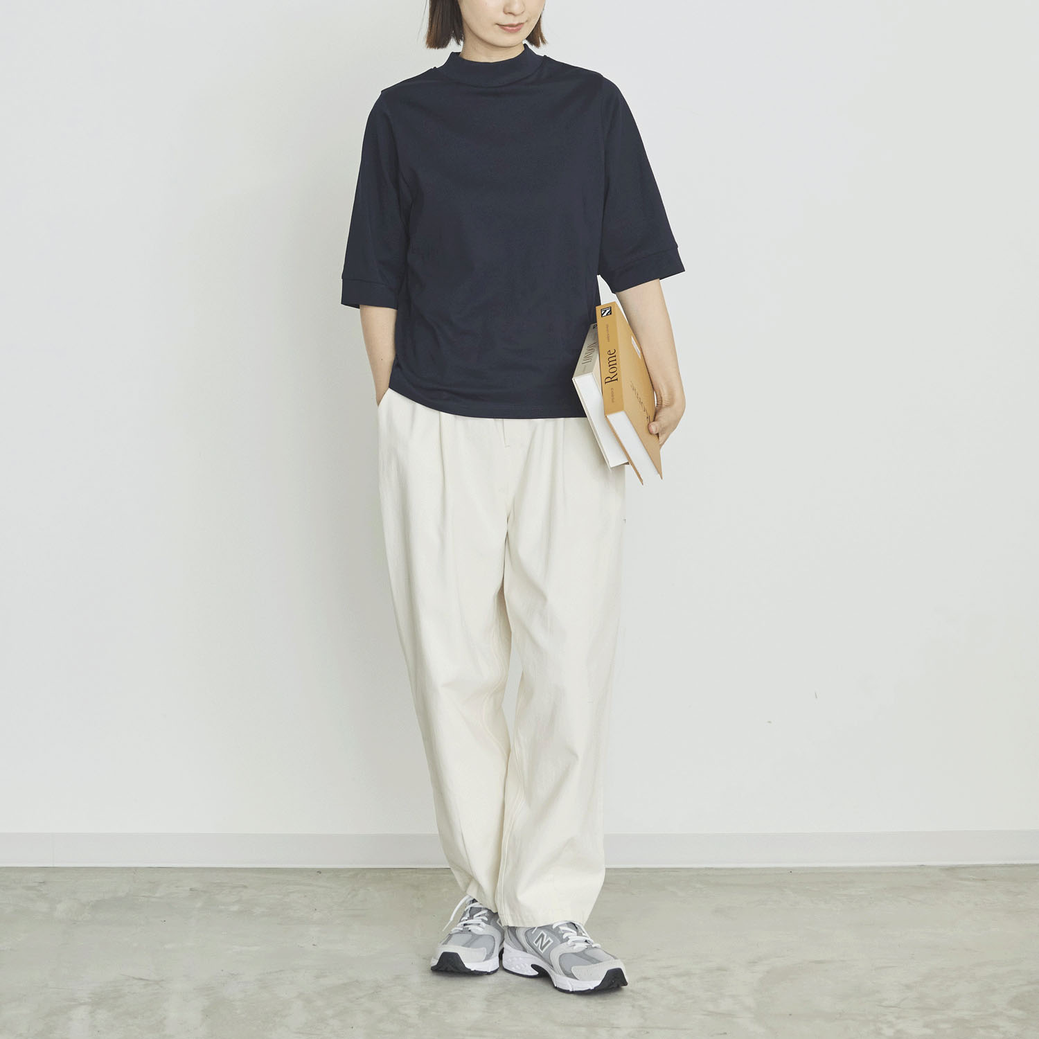 オーブ m．n エンザイム加工ハイネック5分袖プルオーバー - 画像8