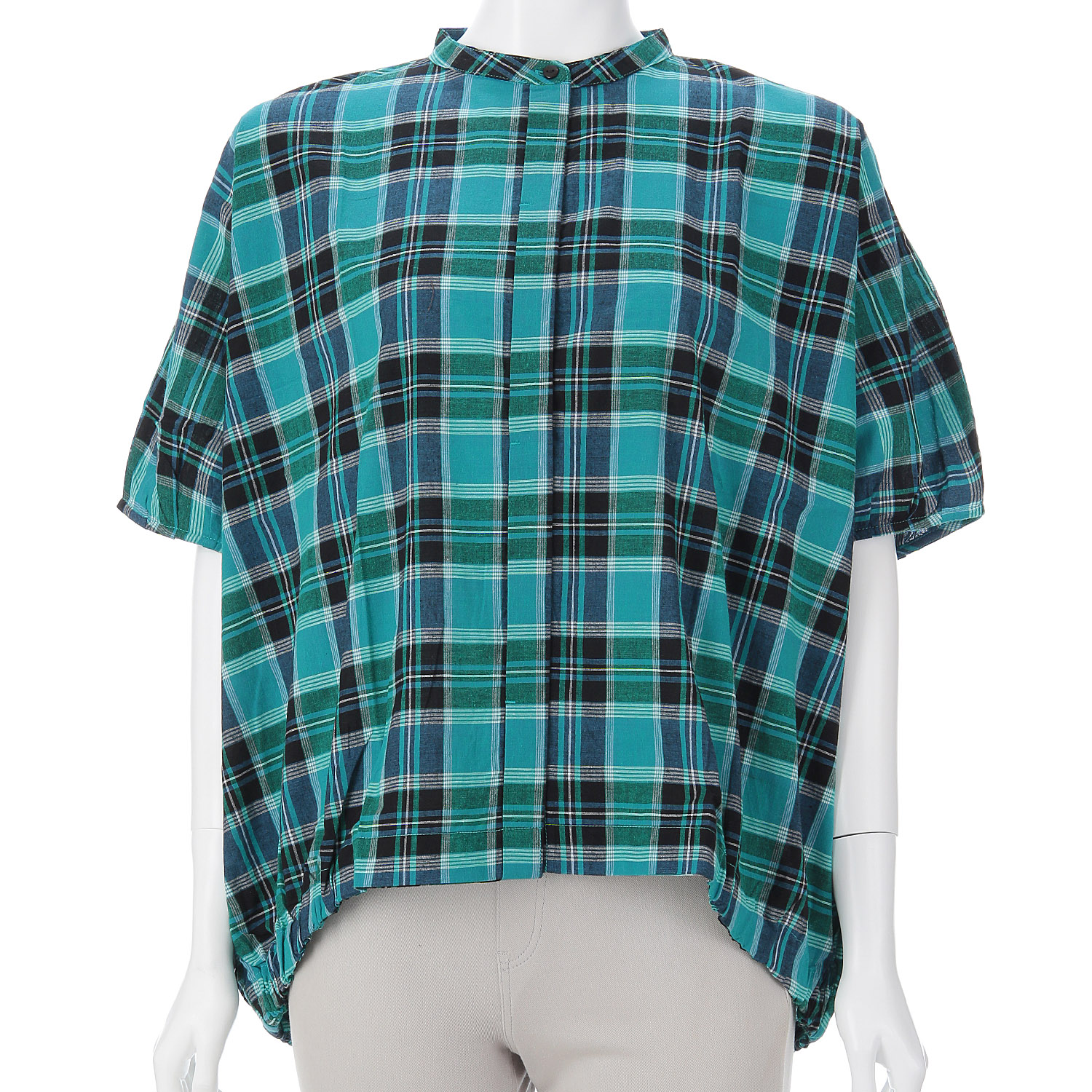 オーブ m．n マドラスチェックドルマンワイドシャツ - 画像8