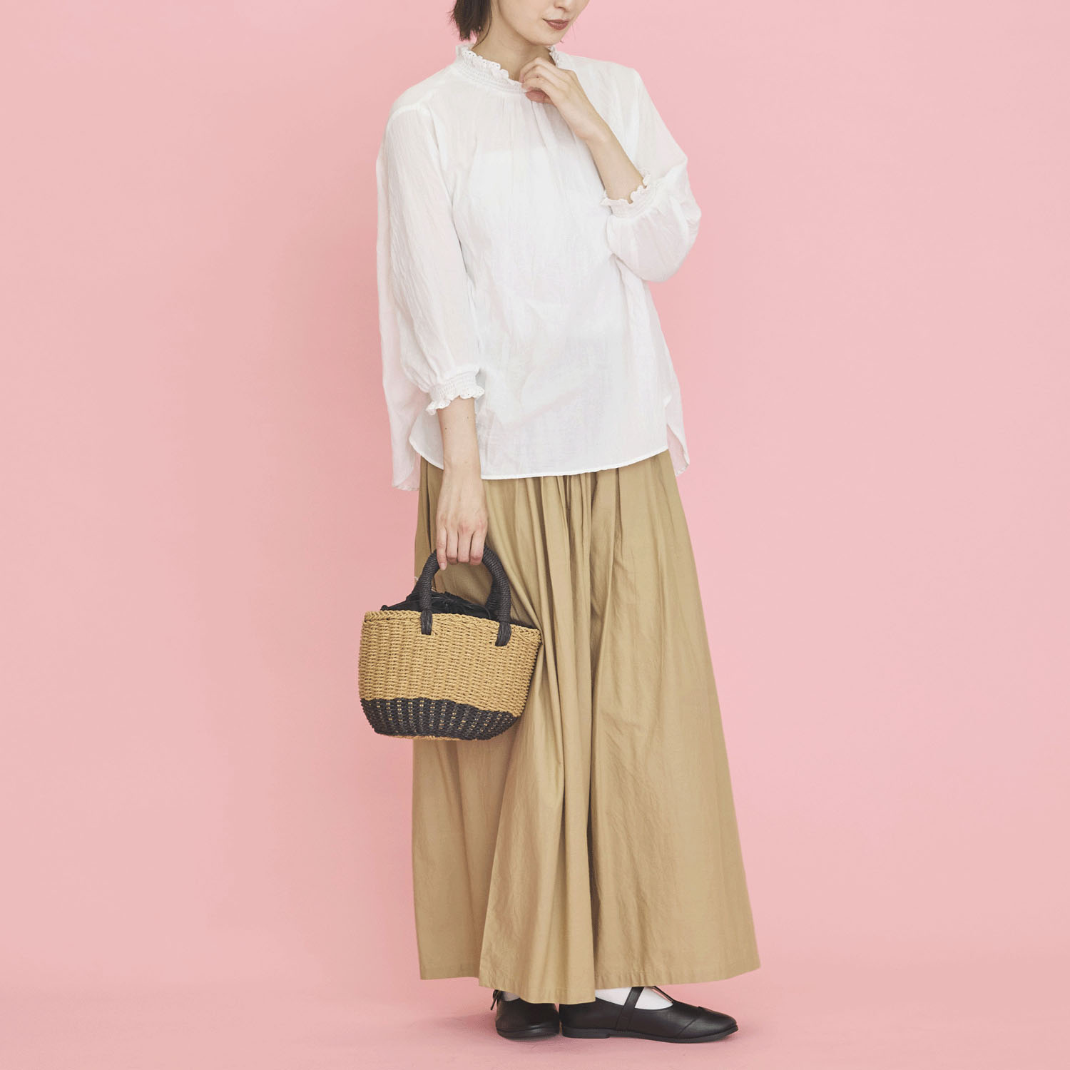 オーブ m．n リップルシャーリング六部袖ブラウス - 画像7