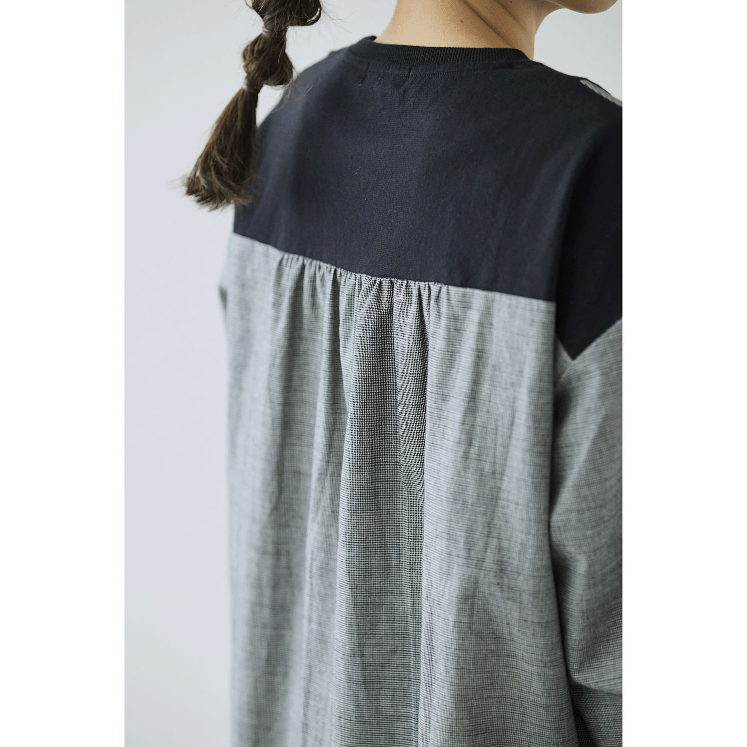 cloudnine ノンノ 綿麻チェック柄切替ブラウス - 画像14