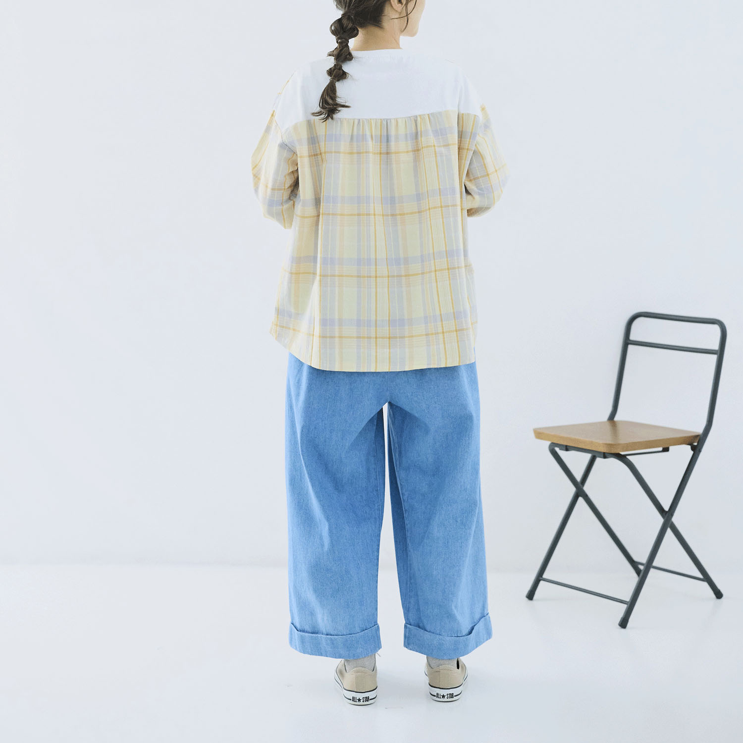 cloudnine ノンノ 綿麻チェック柄切替ブラウス - 画像7