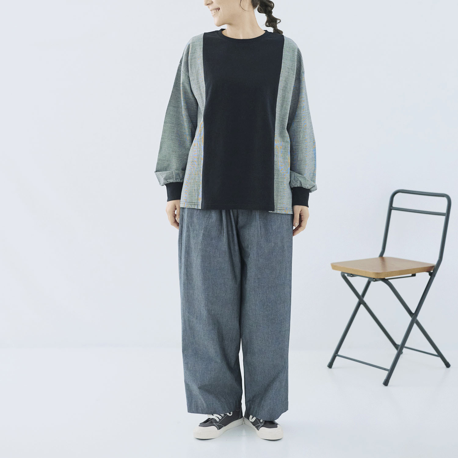 cloudnine ノンノ 綿麻チェック柄切替ブラウス - 画像8