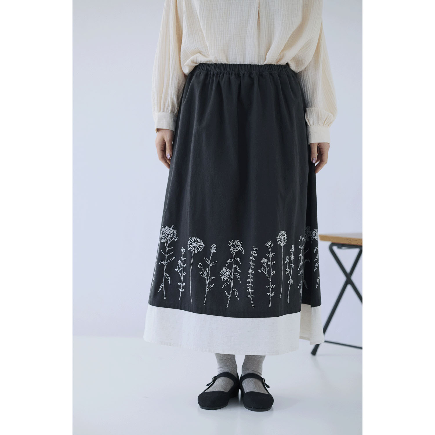 cloudnine ノンノ 刺繍入り裾レイヤード風スカート - 画像2