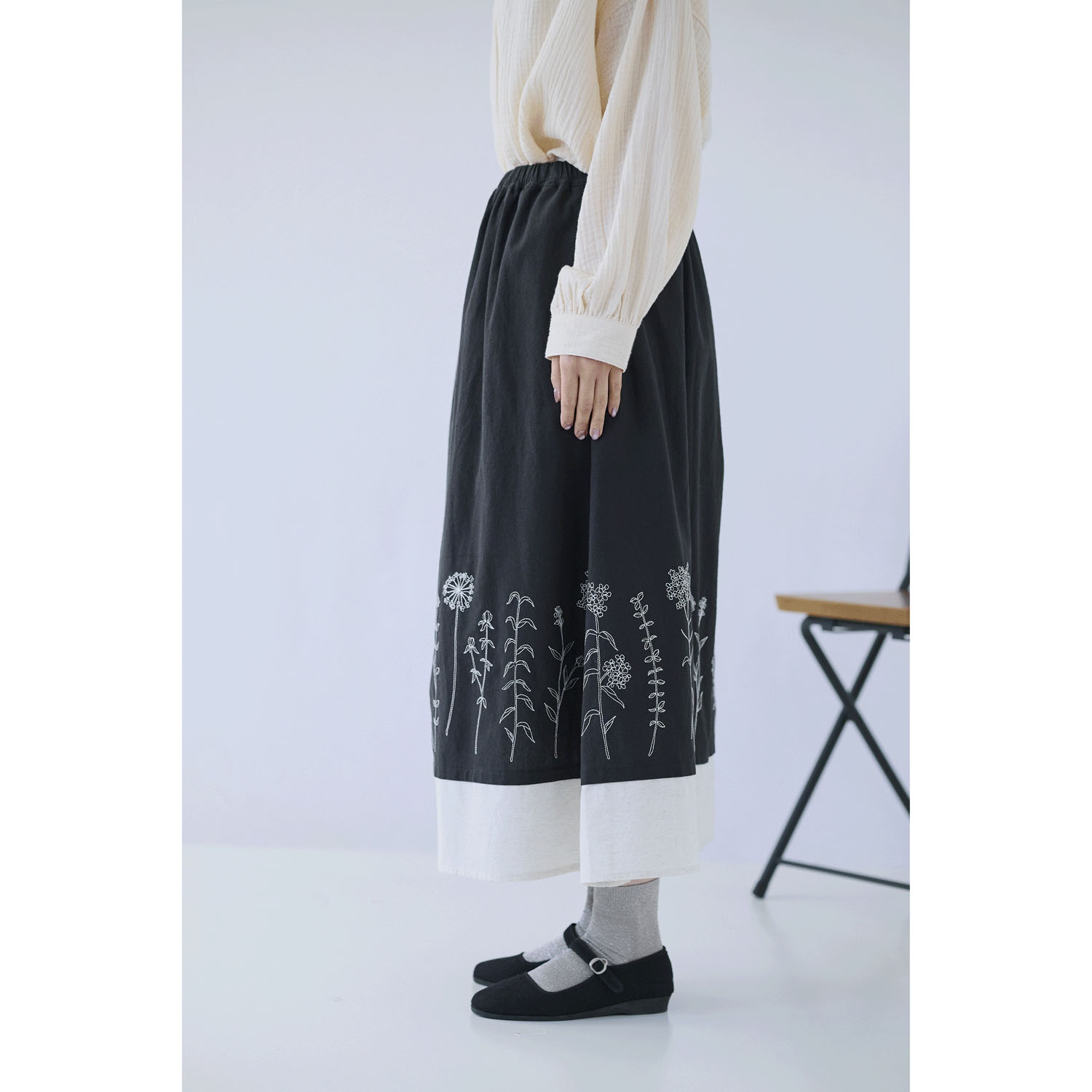 cloudnine ノンノ 刺繍入り裾レイヤード風スカート - 画像3