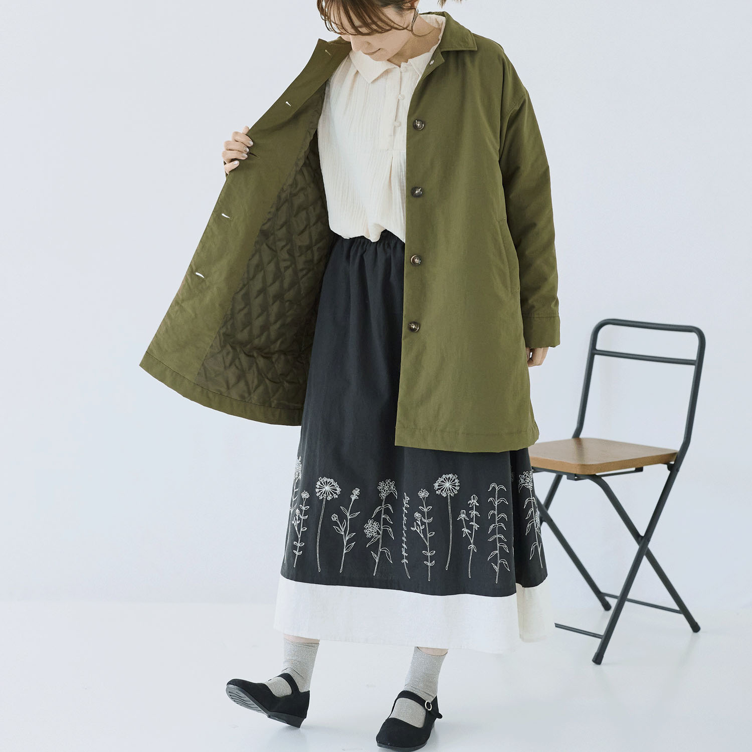 cloudnine ノンノ 中綿入りキルトミドル丈コート - 画像9