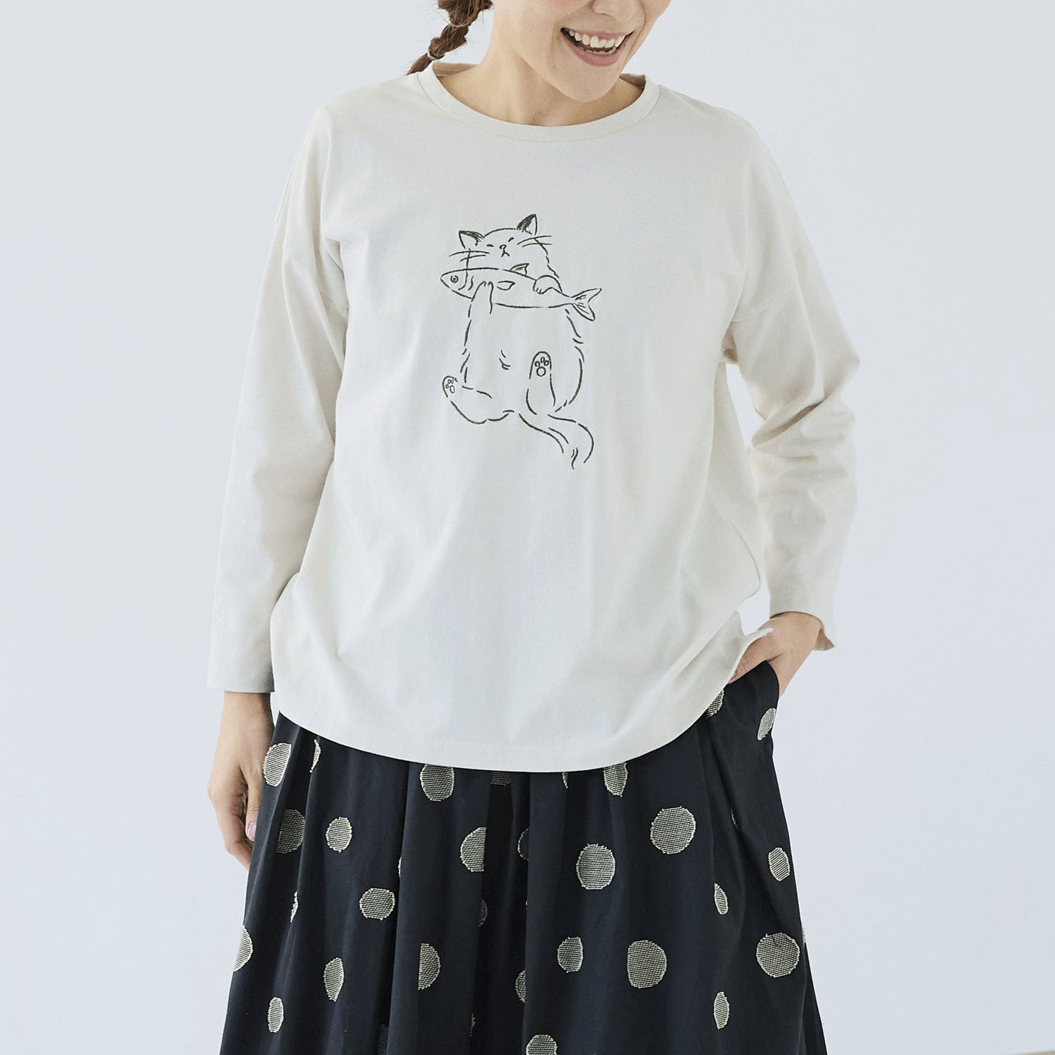 cloudnine ノンノ ネコ刺繍入りカットソー - 画像2