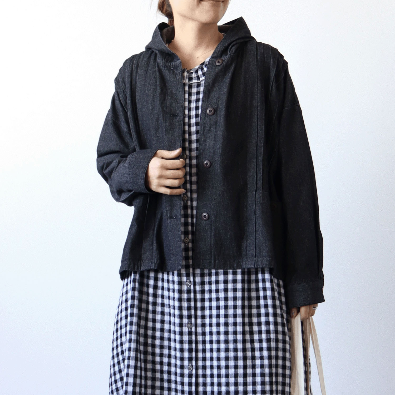 cloudnine ノンノ フード付きデニムショートアウター - 画像1