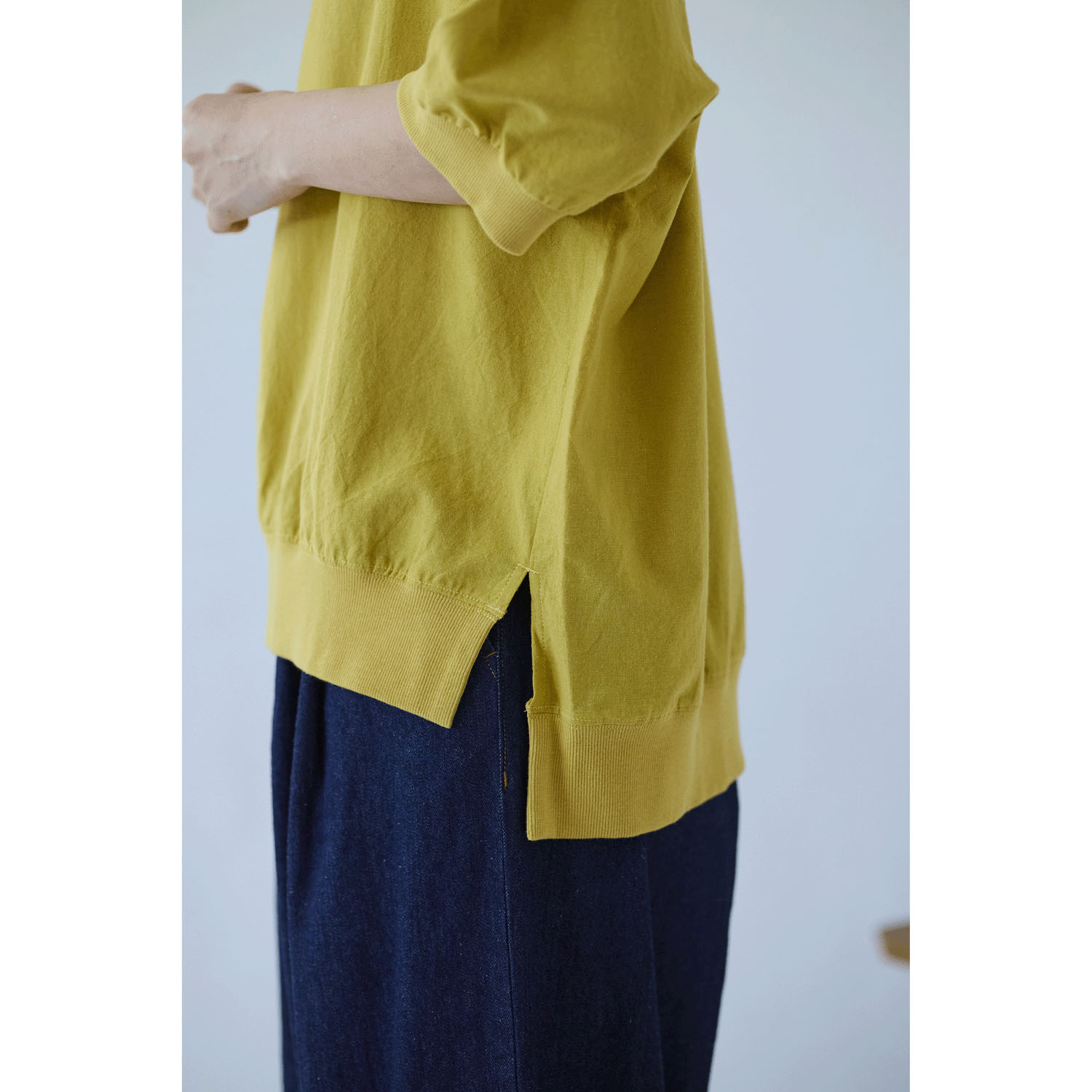 cloudnine ノンノ  綿麻レーヨン布帛×リブ切替5分袖ブラウス - 画像14