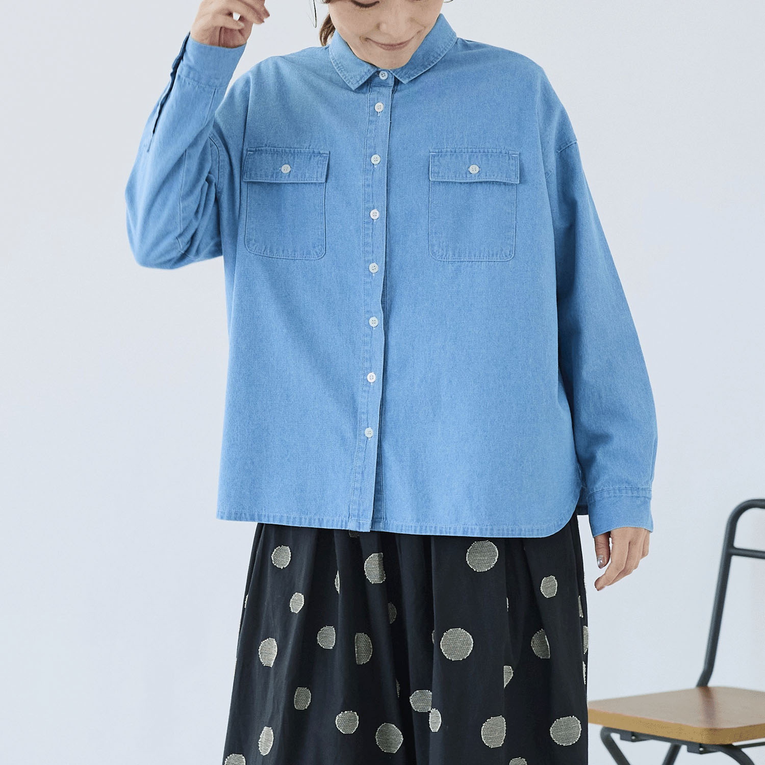 cloudnine ノンノ デニムシャツブラウス - 画像1