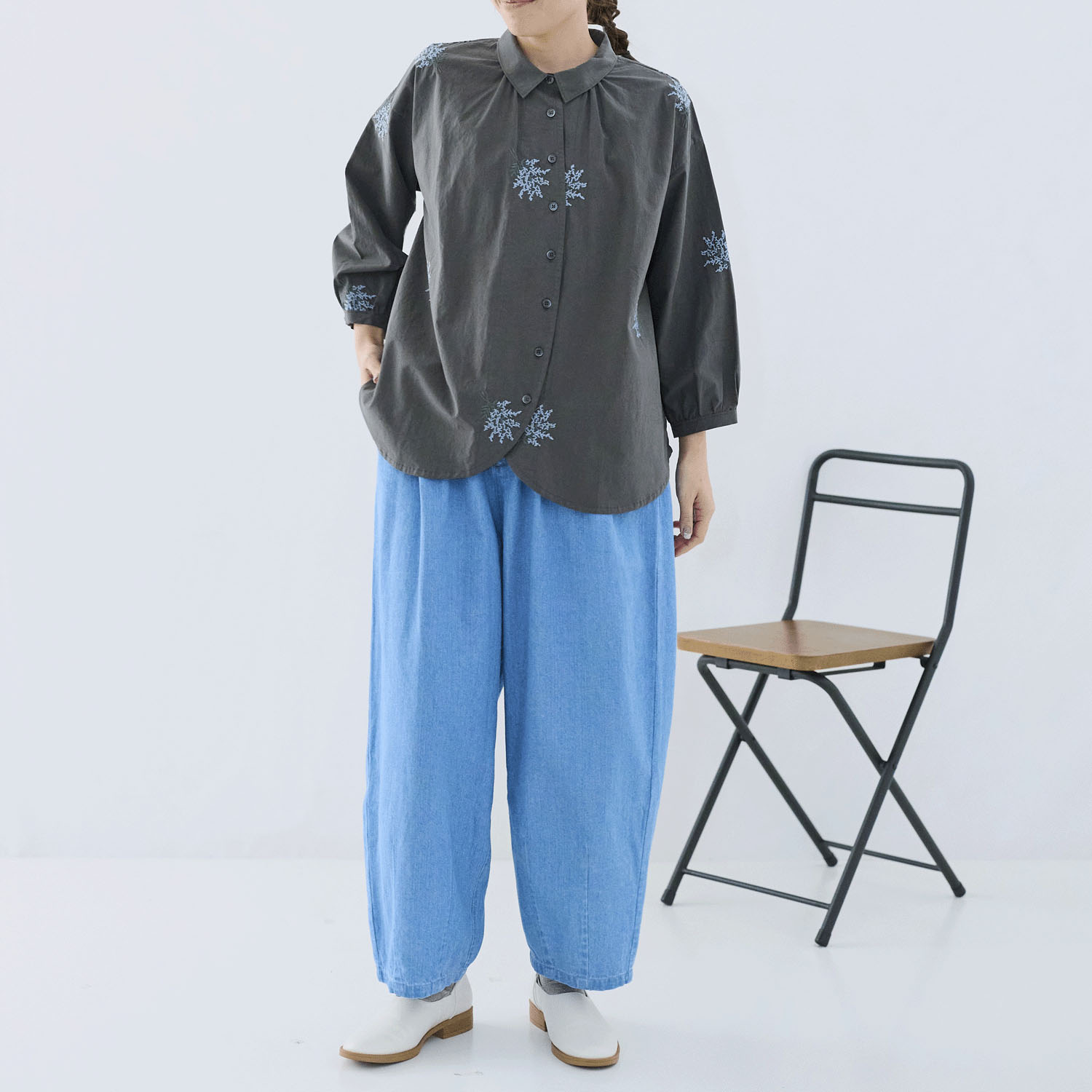 cloudnine ノンノ ミモザ刺繍7分袖ブラウス - 画像2