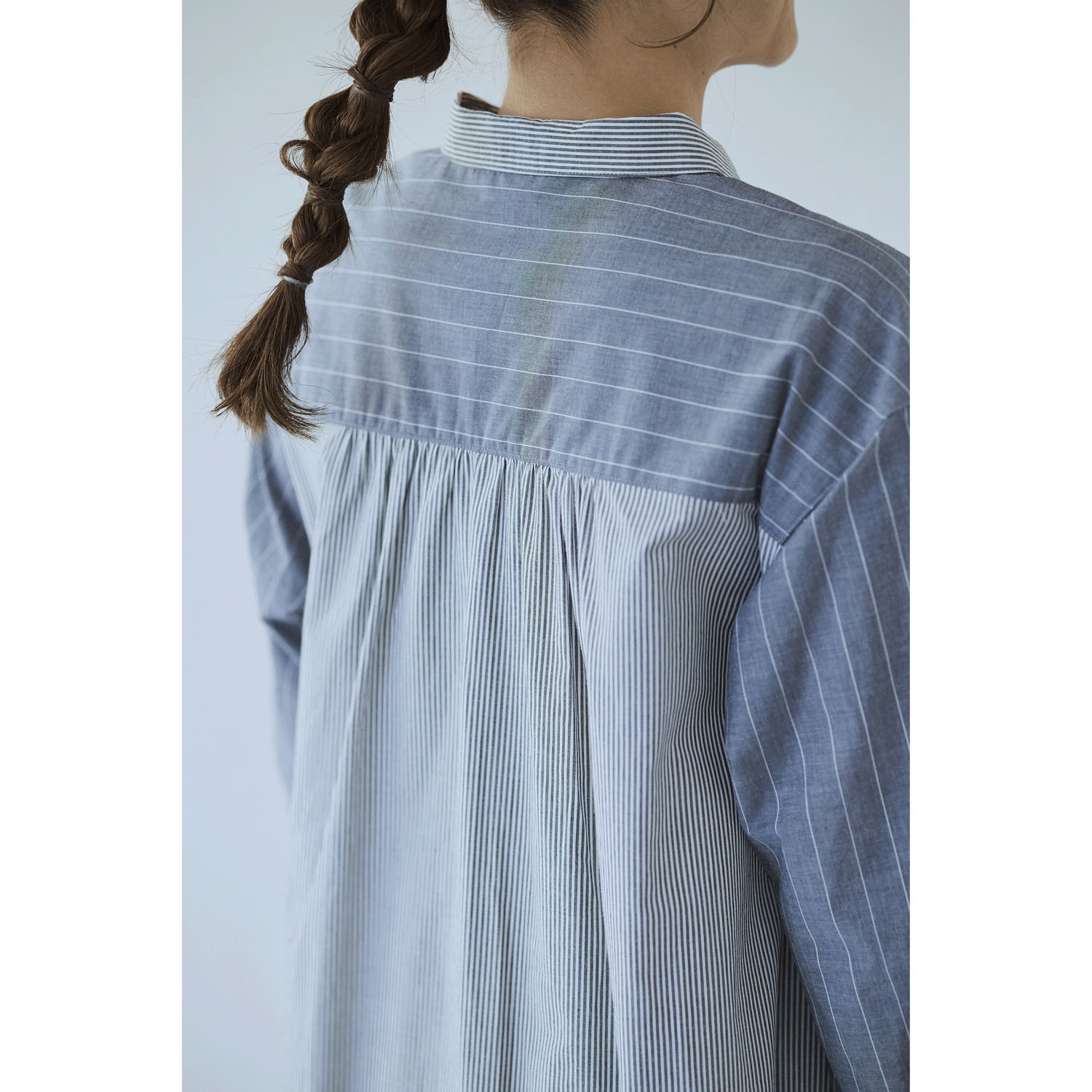 cloudnine ノンノ ストライプ切替シャツワンピース - 画像13