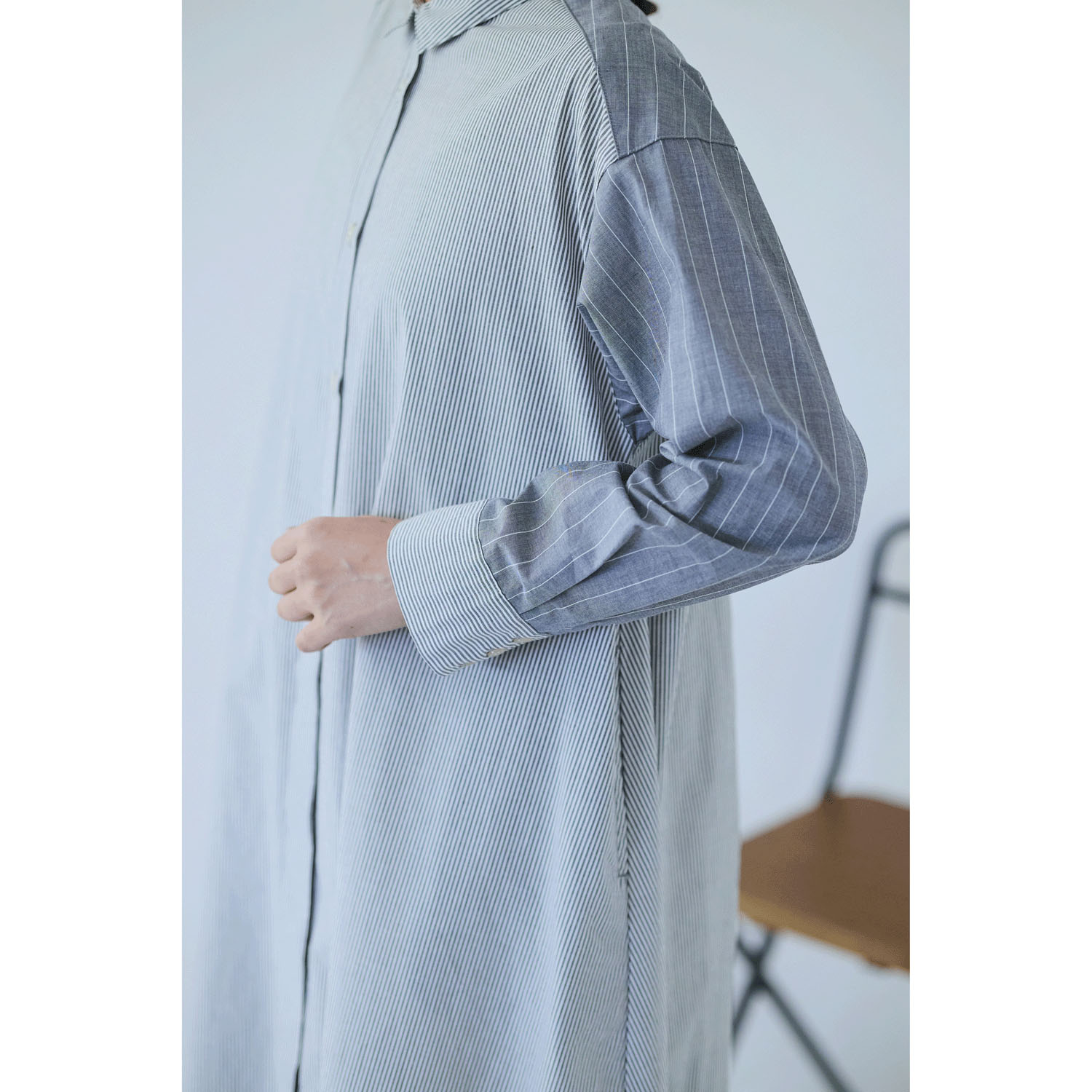 cloudnine ノンノ ストライプ切替シャツワンピース - 画像10