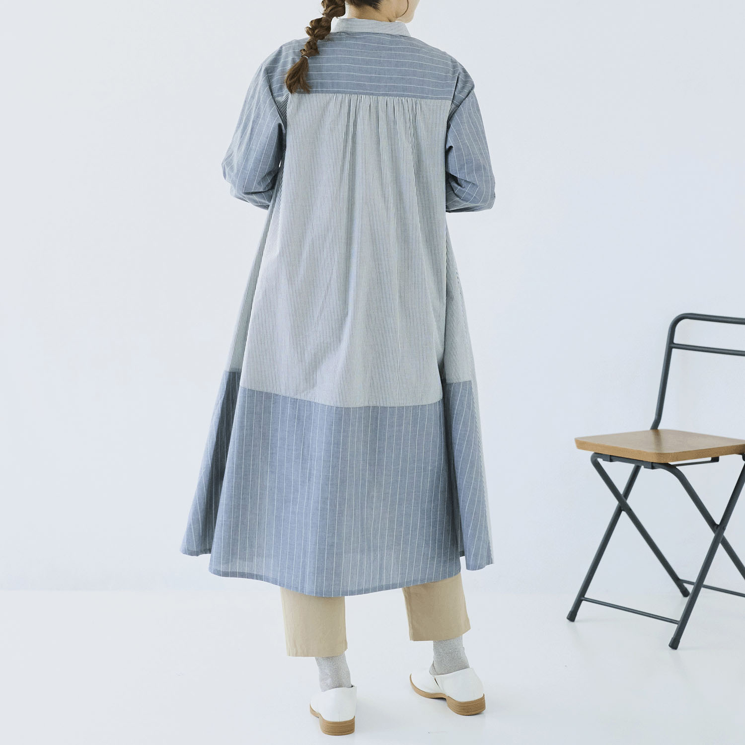 cloudnine ノンノ ストライプ切替シャツワンピース - 画像1