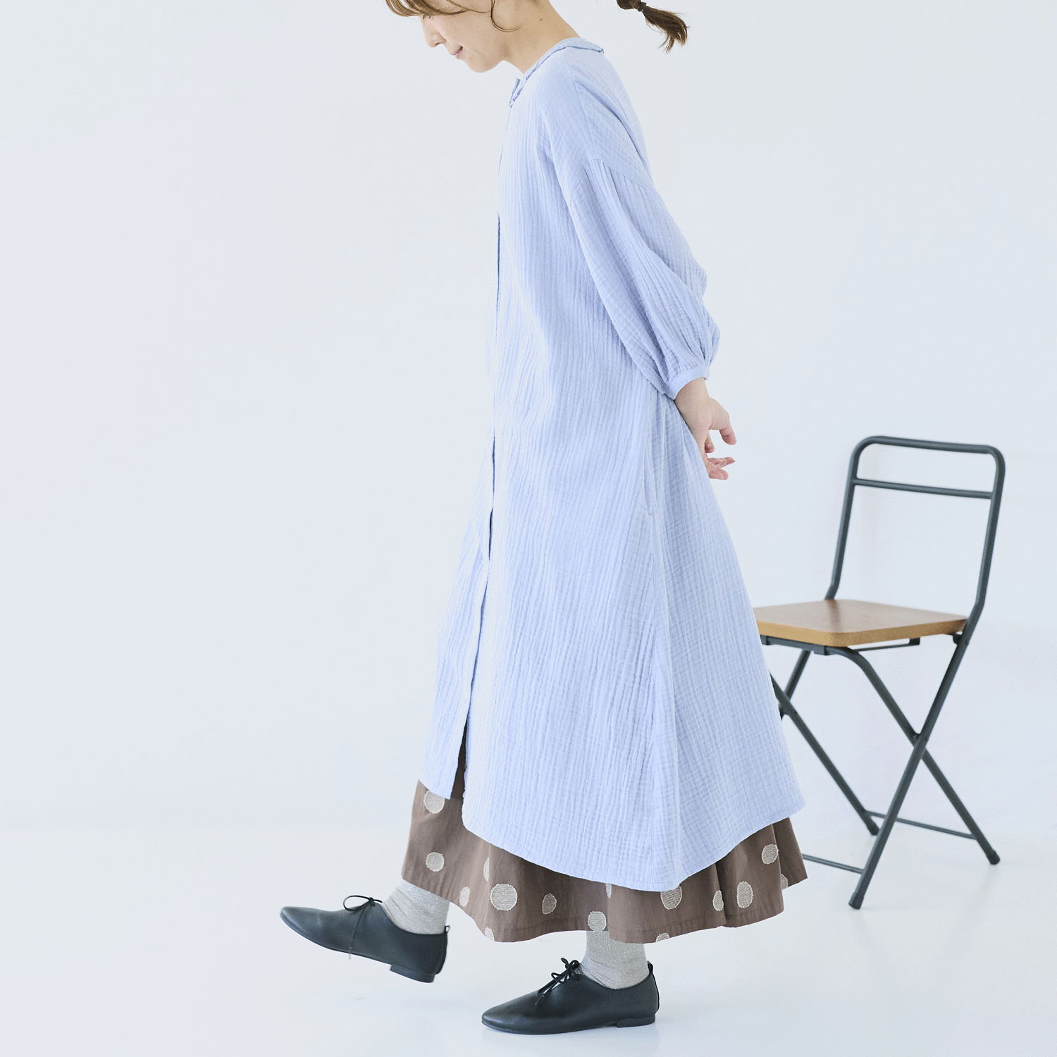 cloudnine ノンノ コットンダブルガーゼ前開きワンピース - 画像5