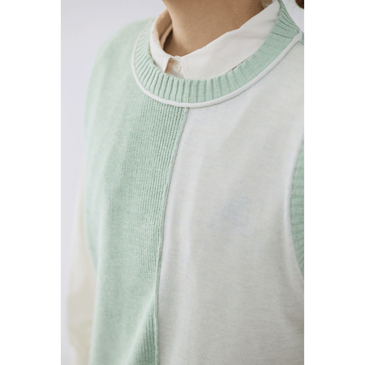 cloudnine ノンノ 麻調タッチ 配色コンビ ニットベスト - 画像14