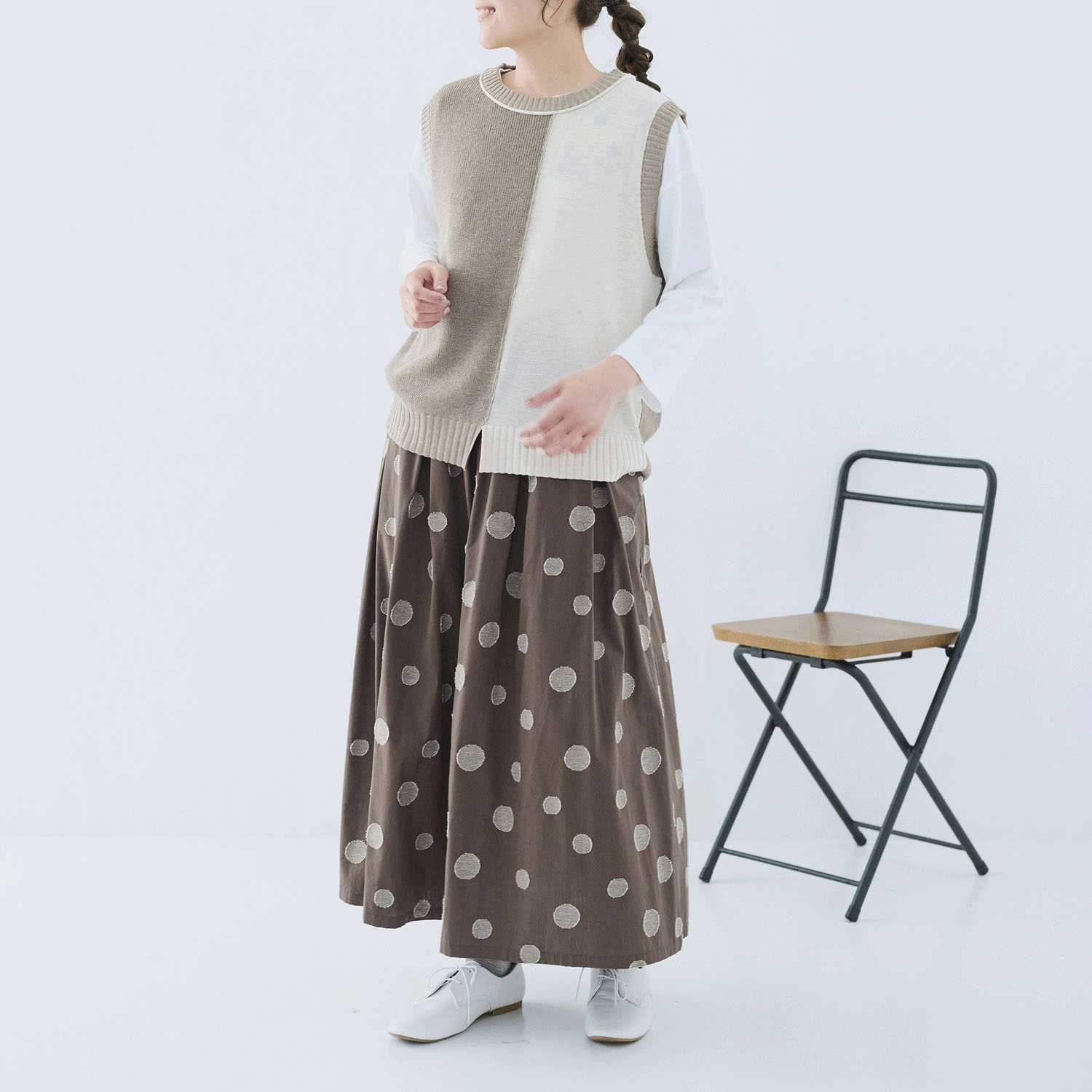 cloudnine ノンノ 麻調タッチ 配色コンビ ニットベスト - 画像5