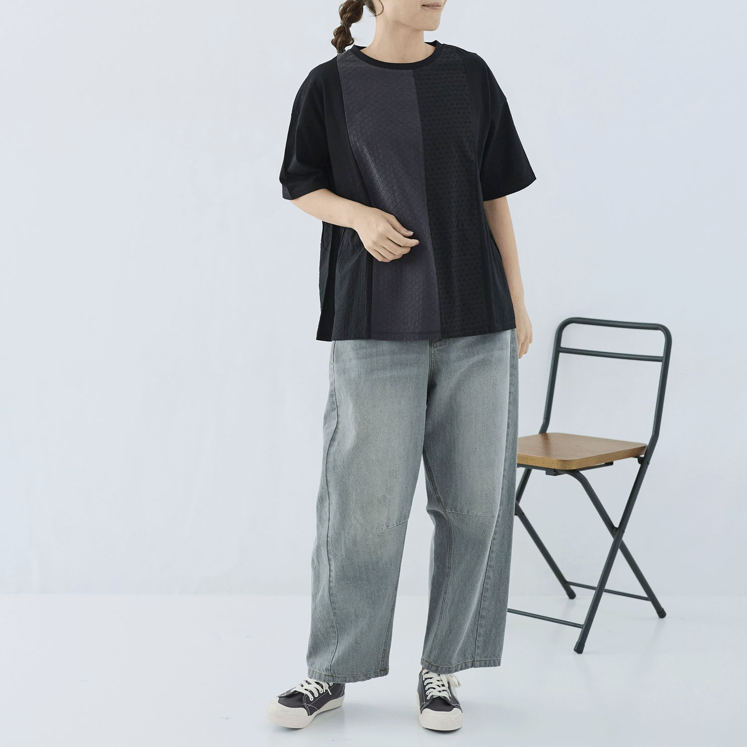 cloudnine ノンノ パッチワーク切替五分袖カットソー - 画像2