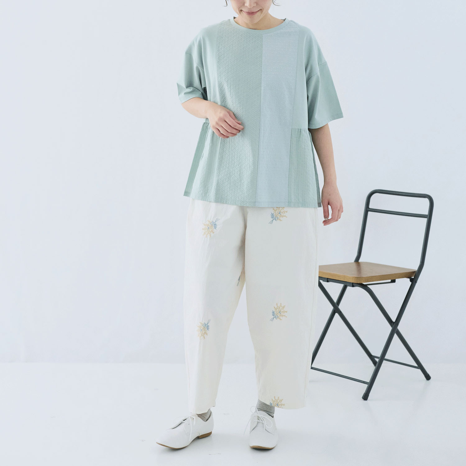 cloudnine ノンノ パッチワーク切替五分袖カットソー - 画像13