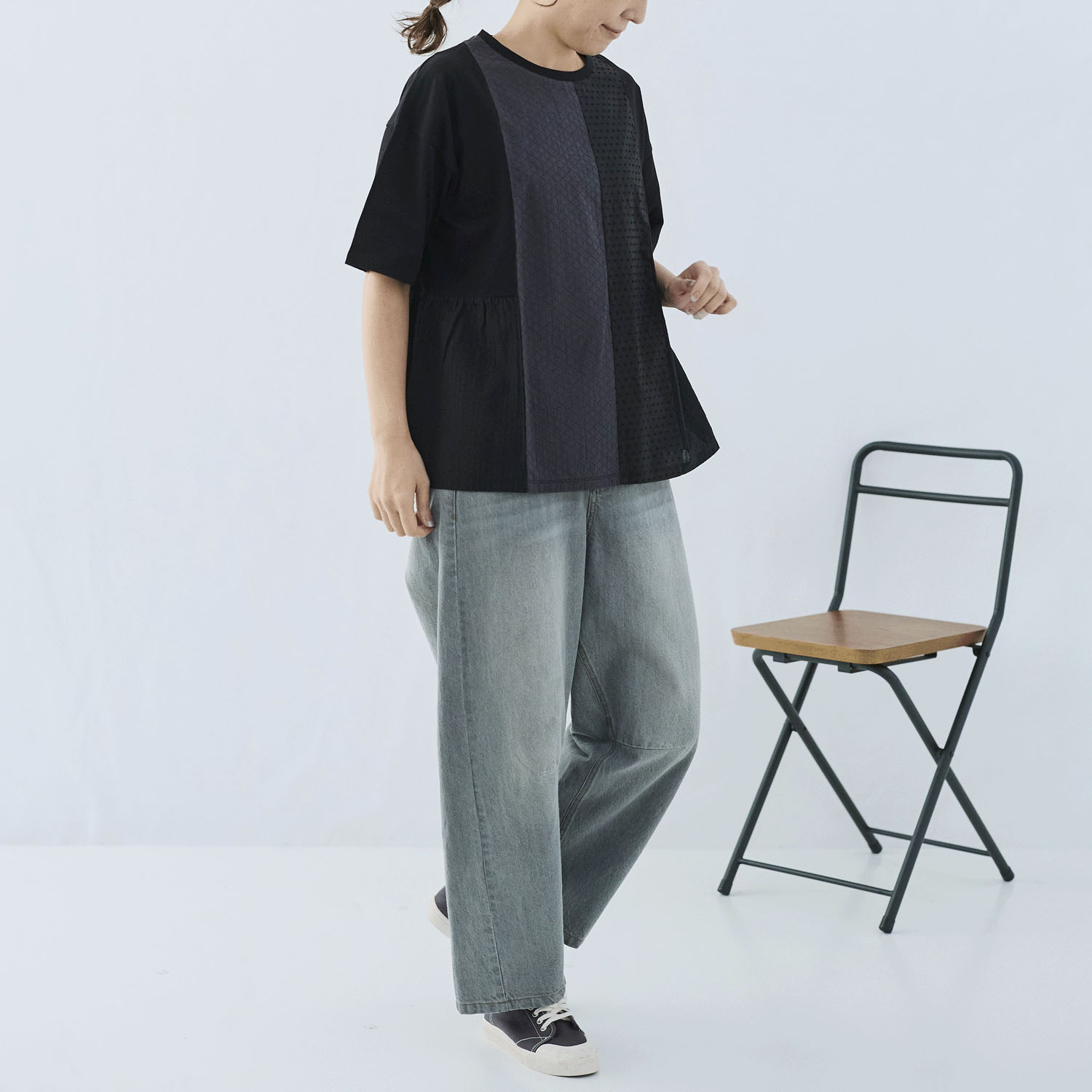 cloudnine ノンノ パッチワーク切替五分袖カットソー - 画像4