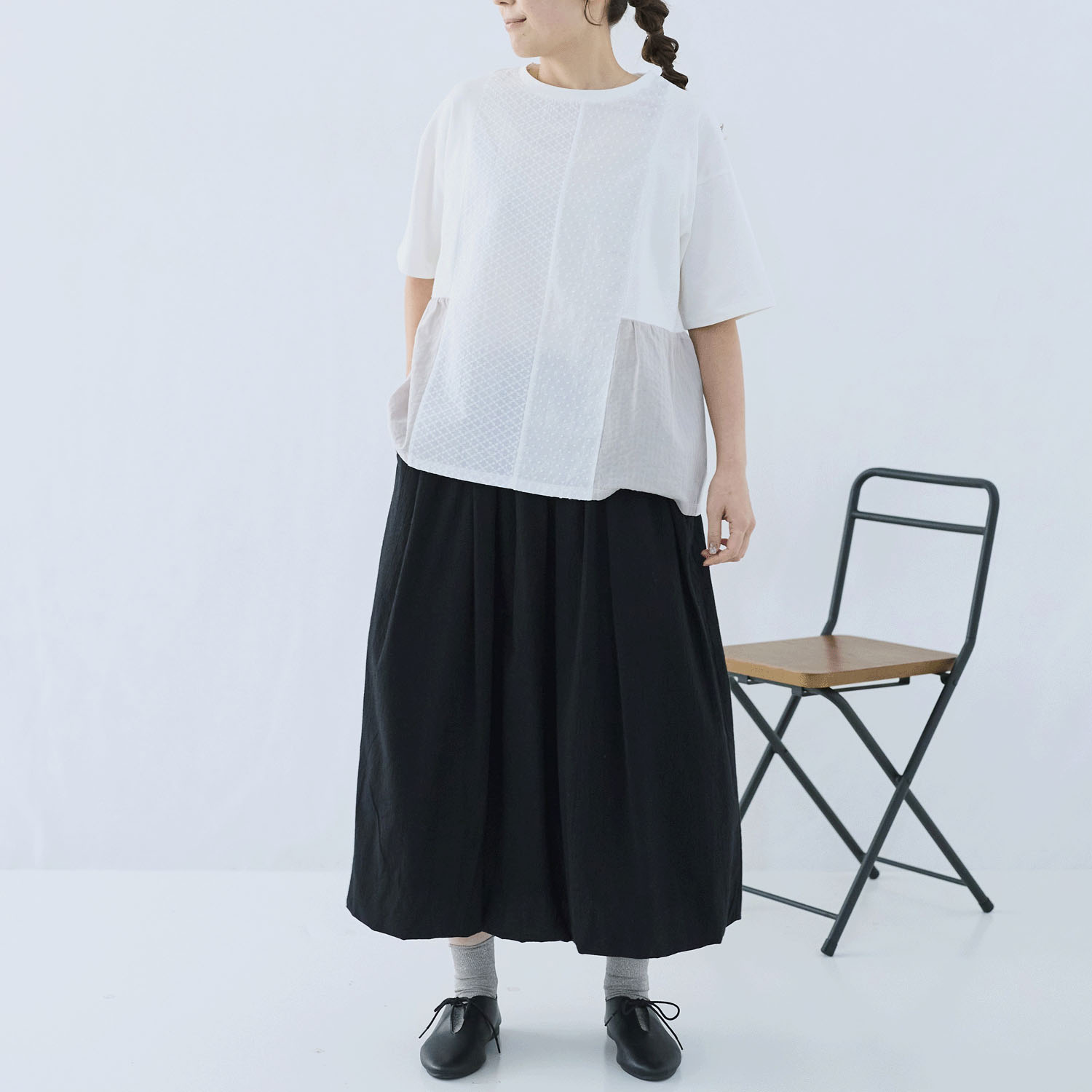 cloudnine ノンノ パッチワーク切替五分袖カットソー - 画像5