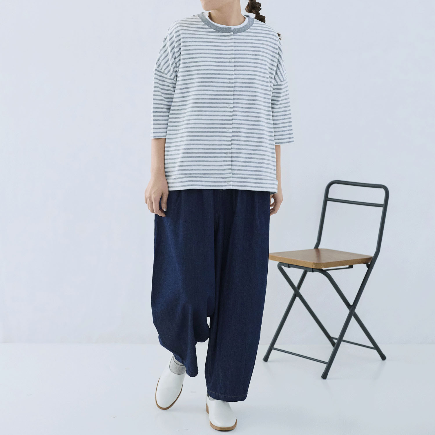 cloudnine ノンノ UV加工 ボーダー6分袖カーディガン - 画像3