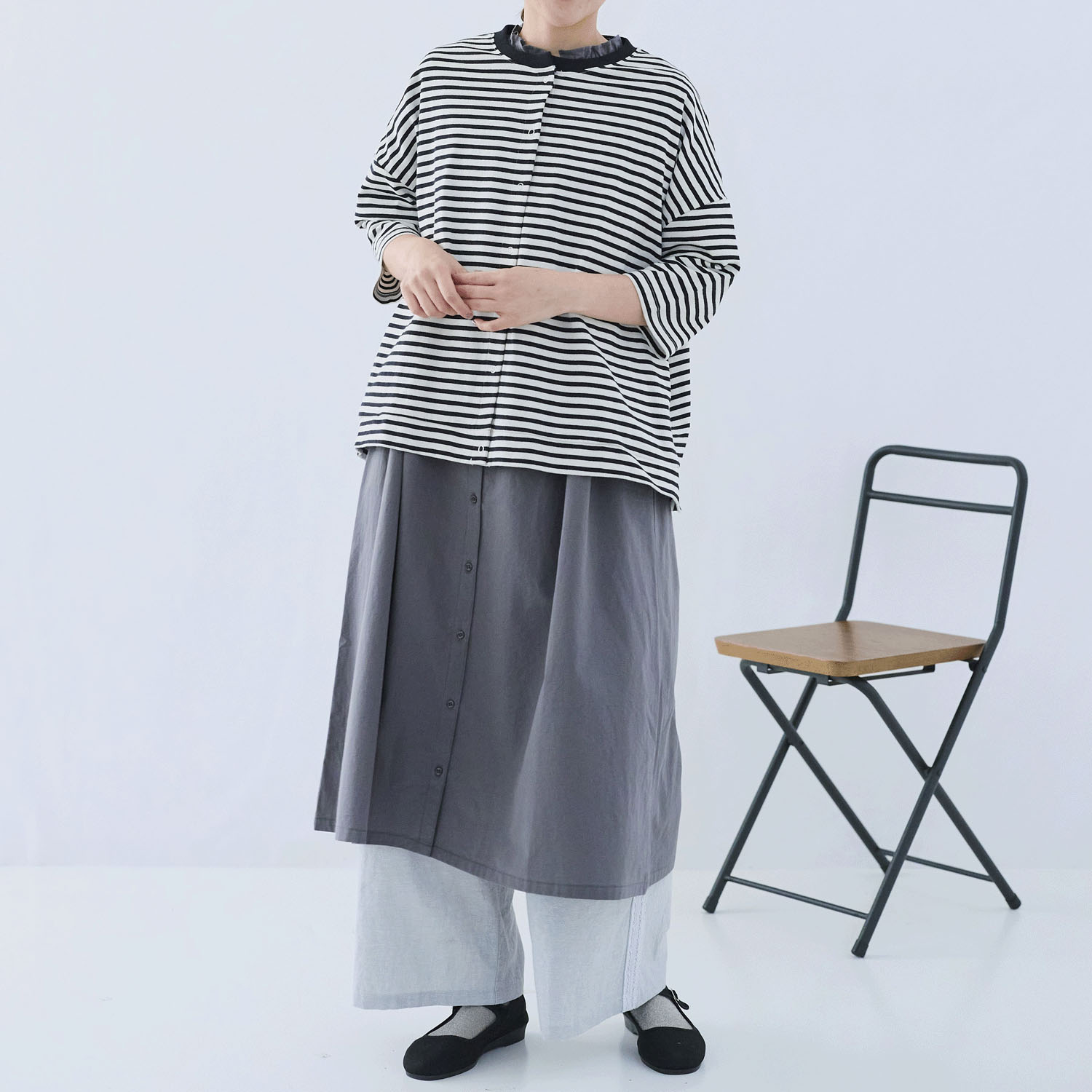 cloudnine ノンノ UV加工 ボーダー6分袖カーディガン - 画像6