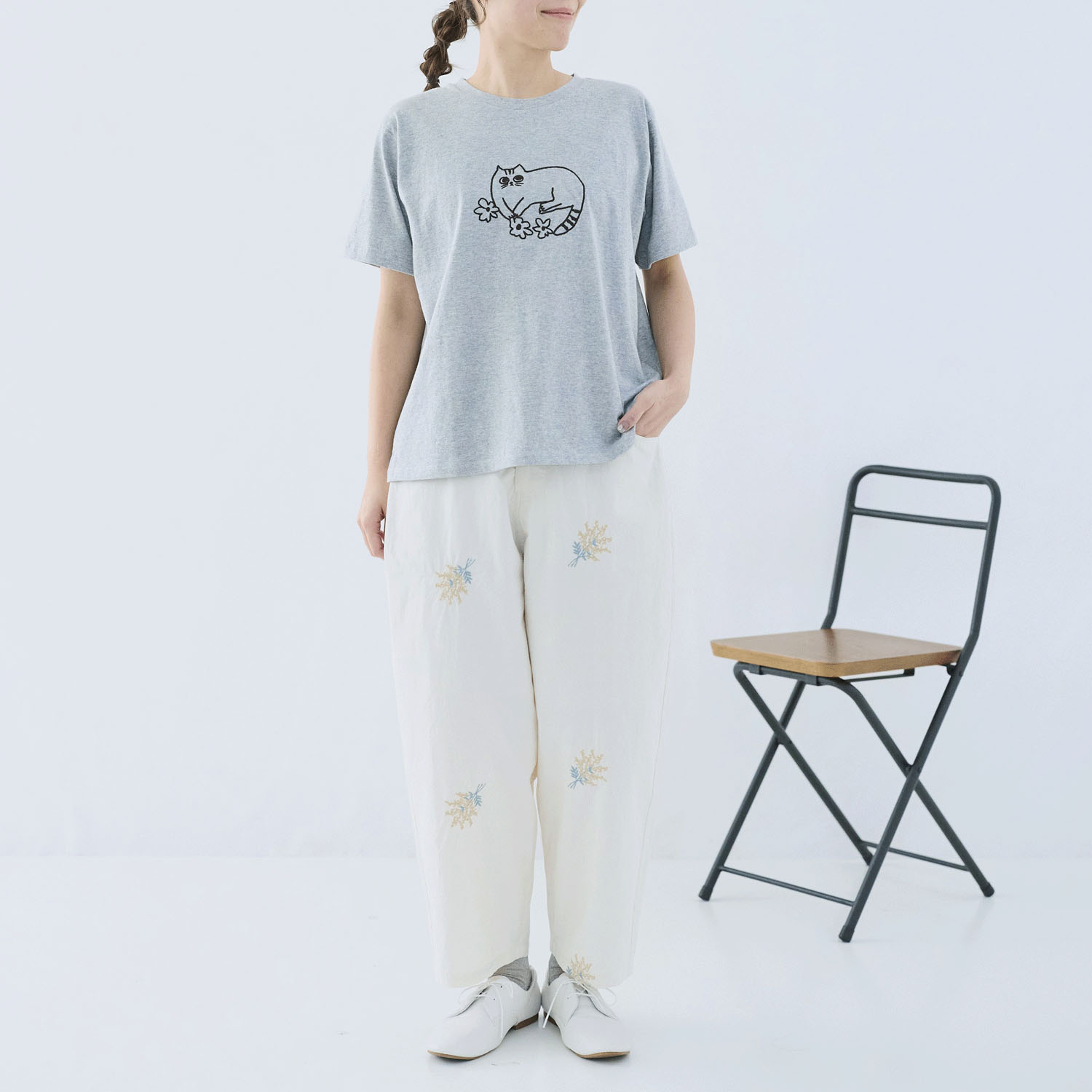 cloudnine ノンノ 猫刺繍半袖カットソー - 画像5