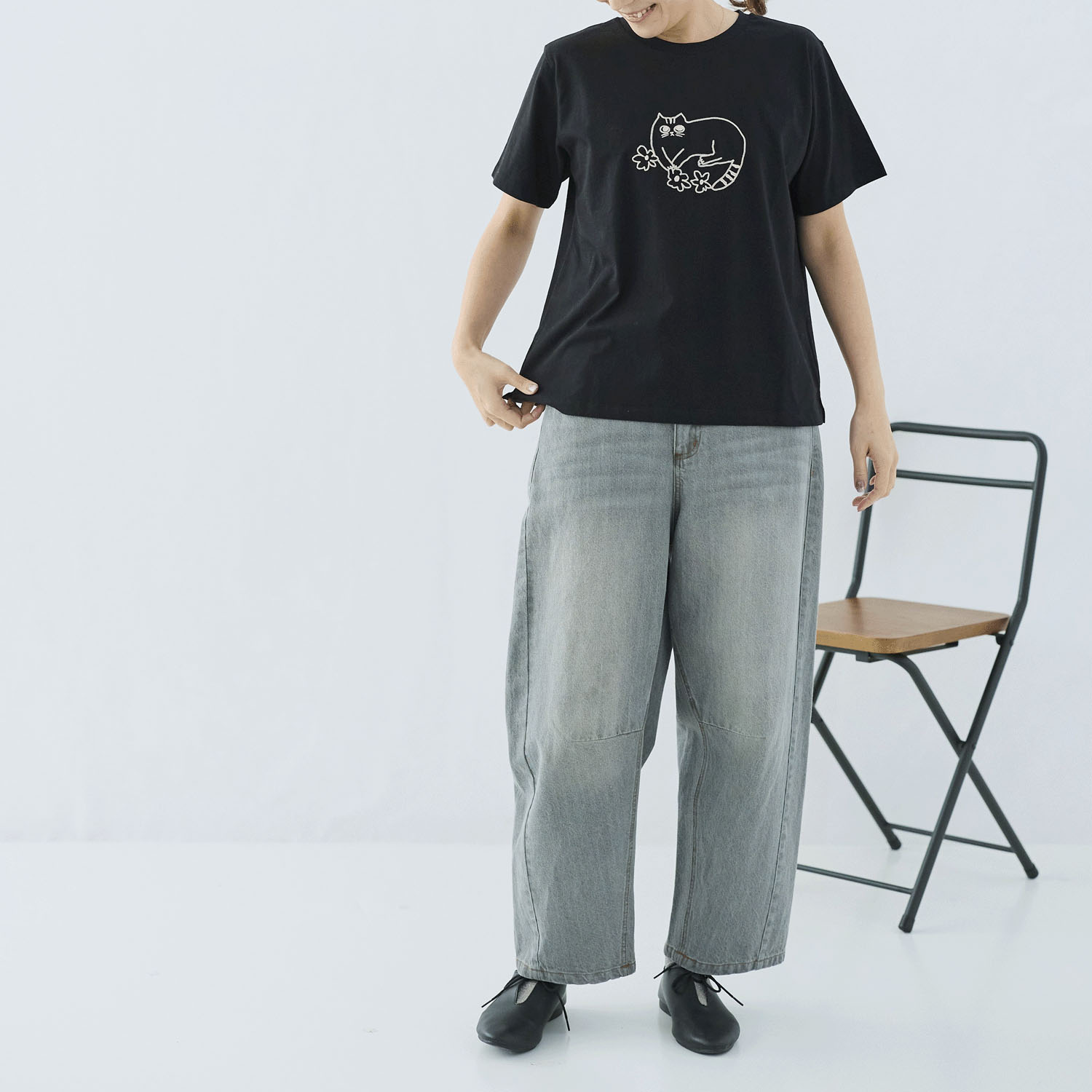 cloudnine ノンノ 猫刺繍半袖カットソー - 画像7