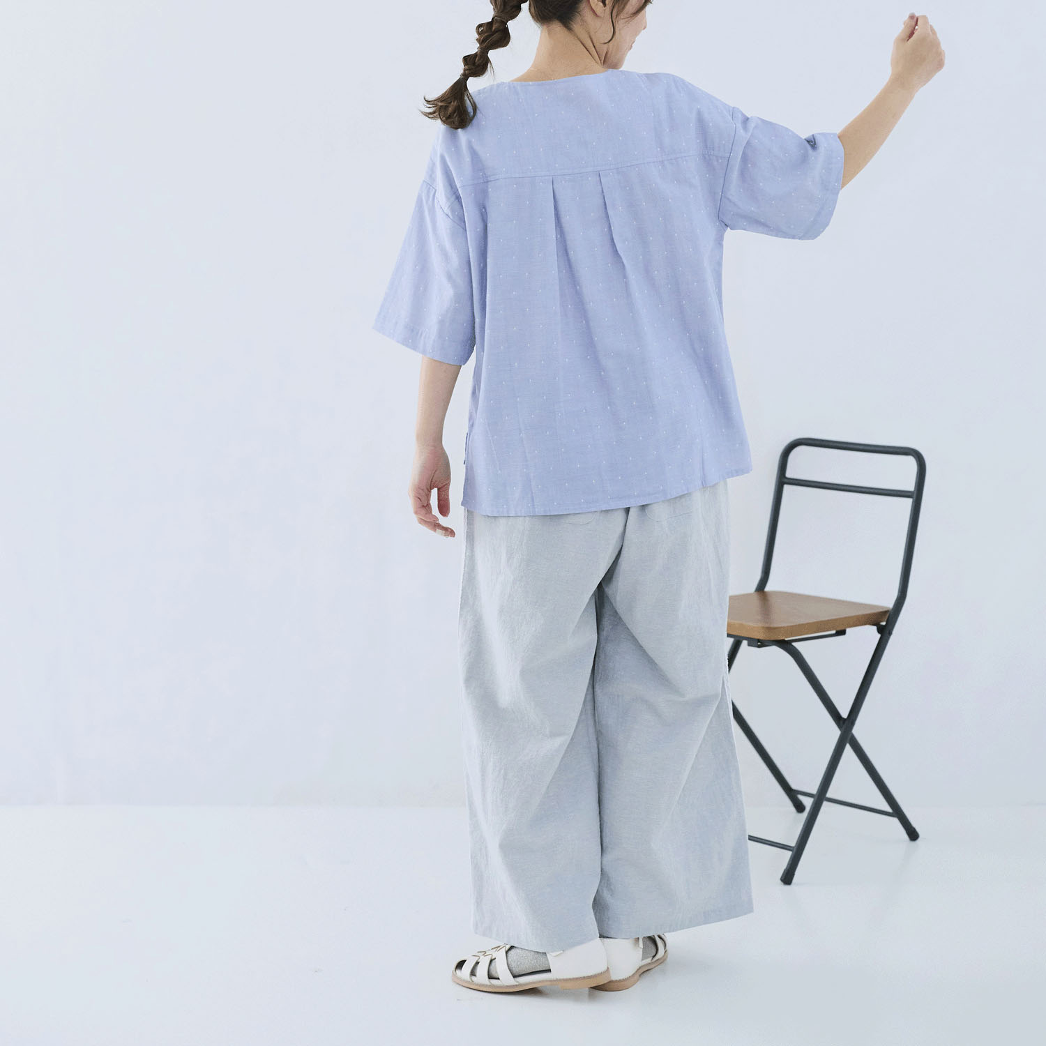 cloudnine ノンノ コットンWガーゼ ドット柄配色ブラウス - 画像12