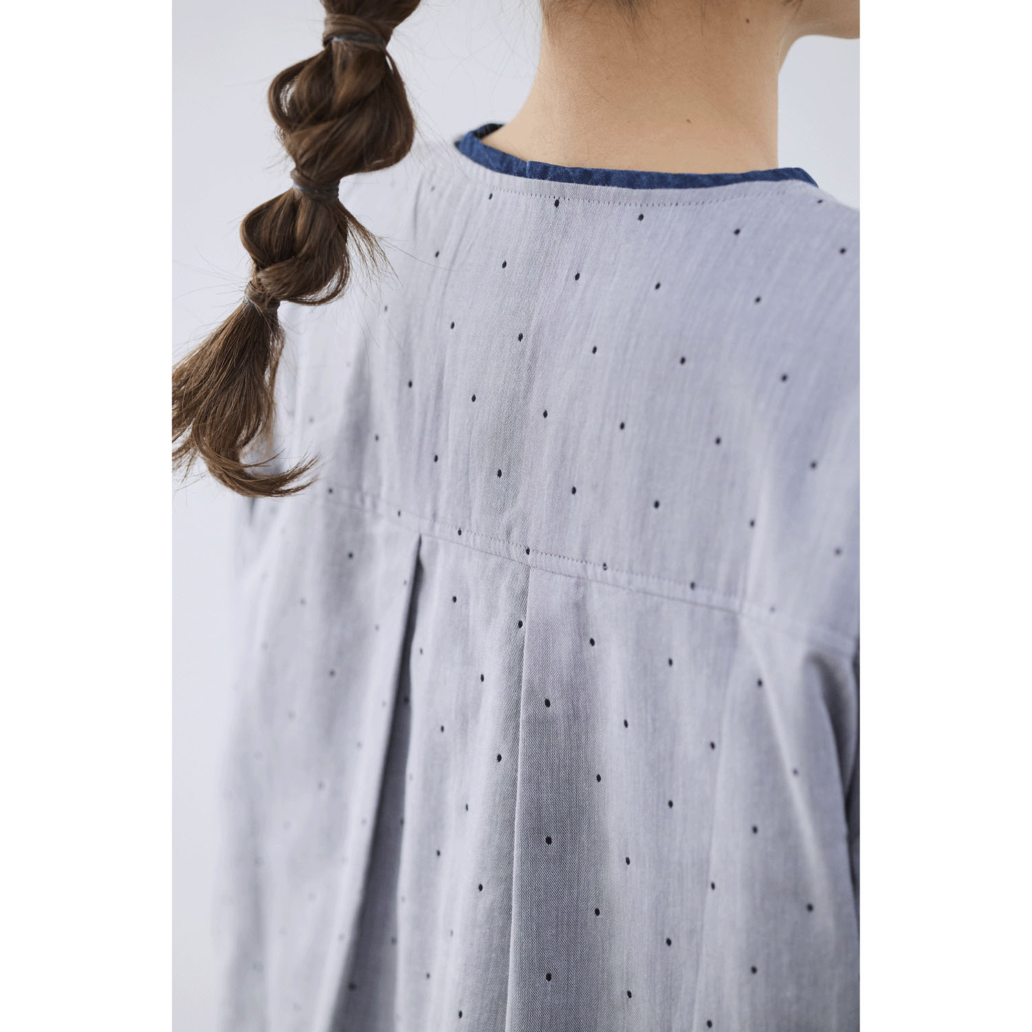 cloudnine ノンノ コットンWガーゼ ドット柄配色ブラウス - 画像3