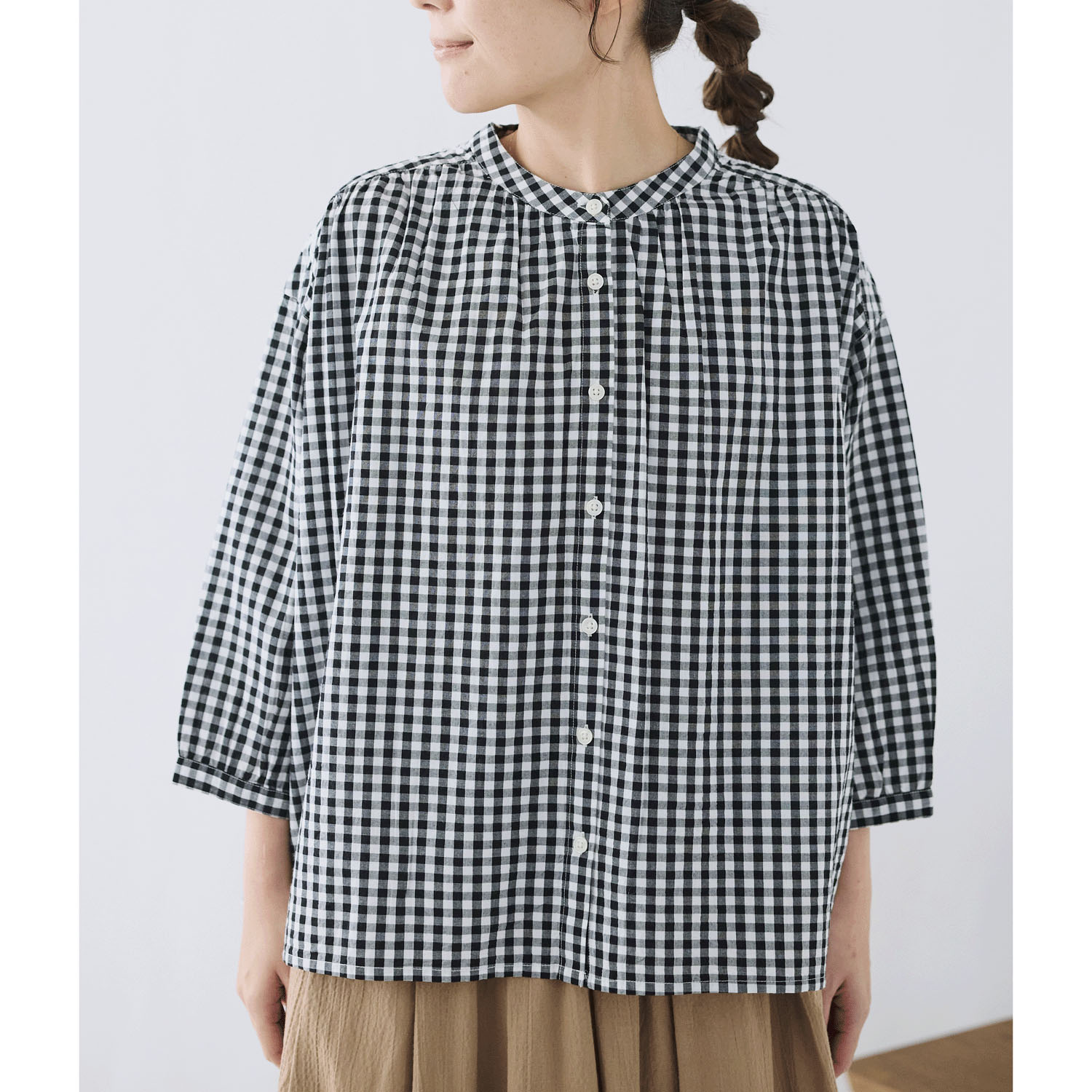 cloudnine ノンノ 先染めコットン柄 ヨーク刺繍ブラウス - 画像12